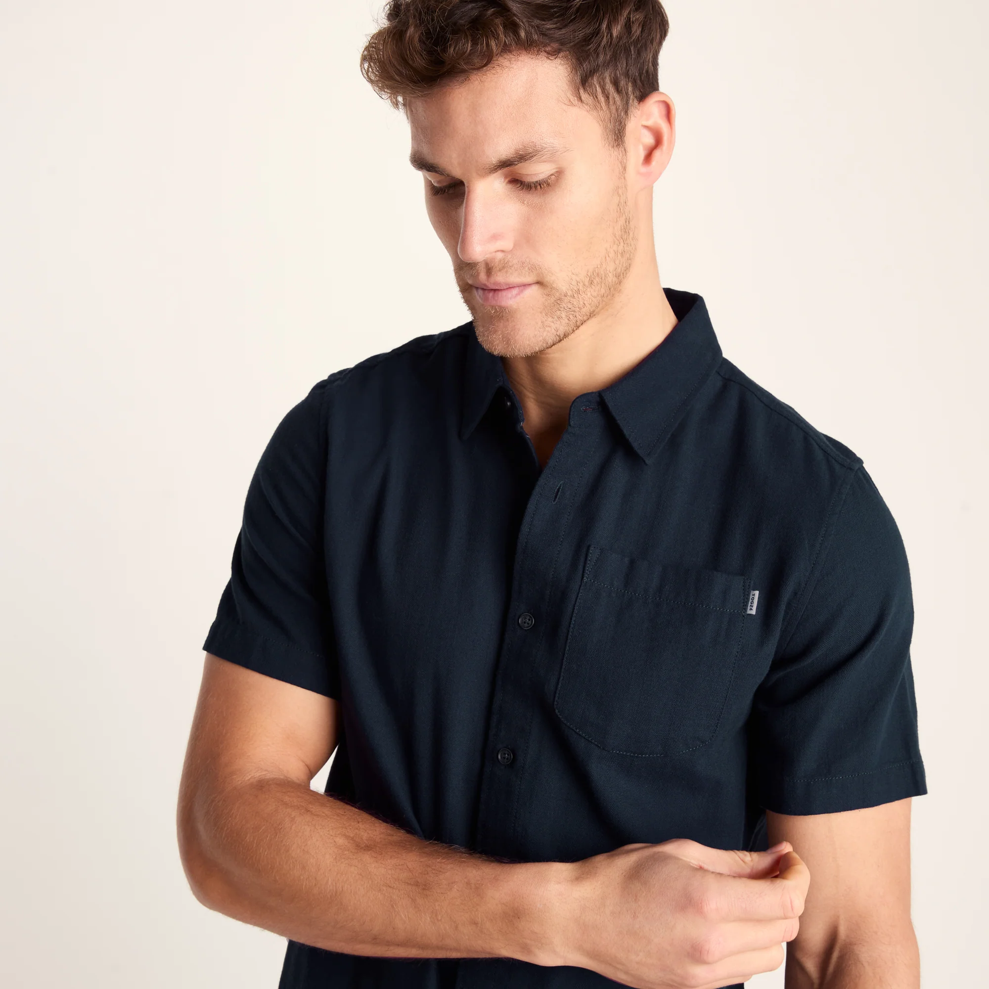 Preston Mens 100% Cotton Supersoft Short Sleeve Shirt - Indigo - Image 5