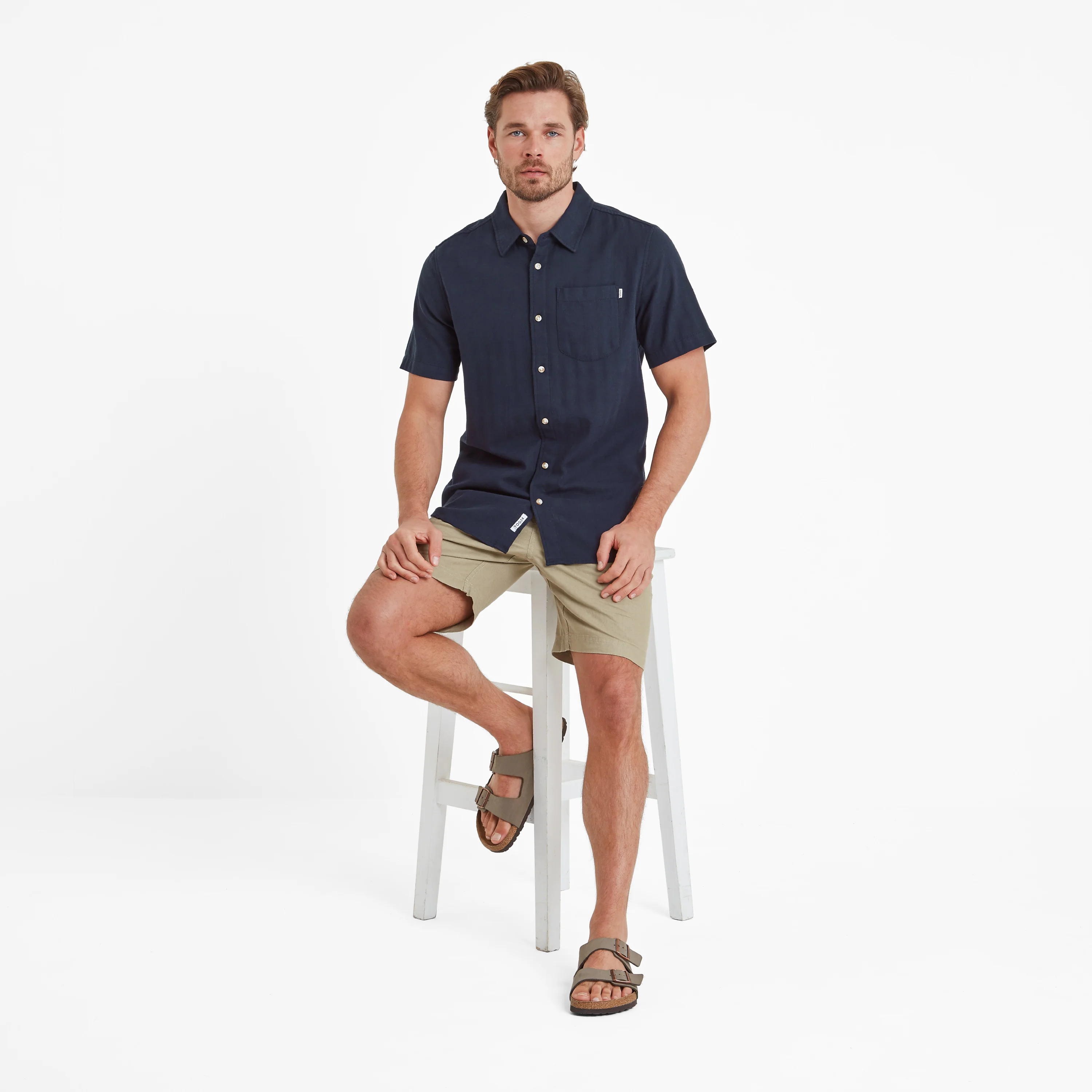 Preston Mens 100% Cotton Supersoft Short Sleeve Shirt - Dark Indigo - Image 3