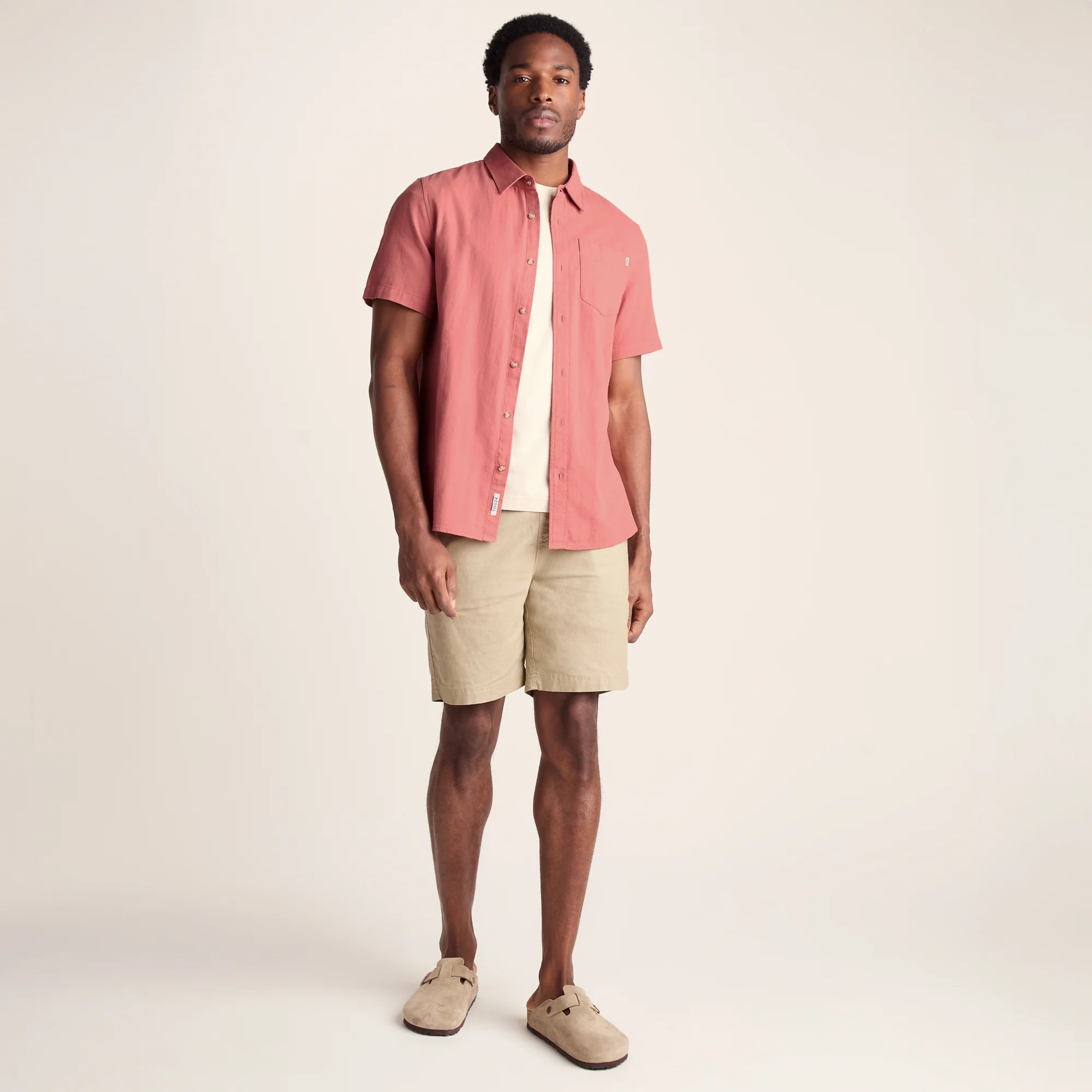 Preston Mens 100% Cotton Supersoft Short Sleeve Shirt - Redwood - Image 3