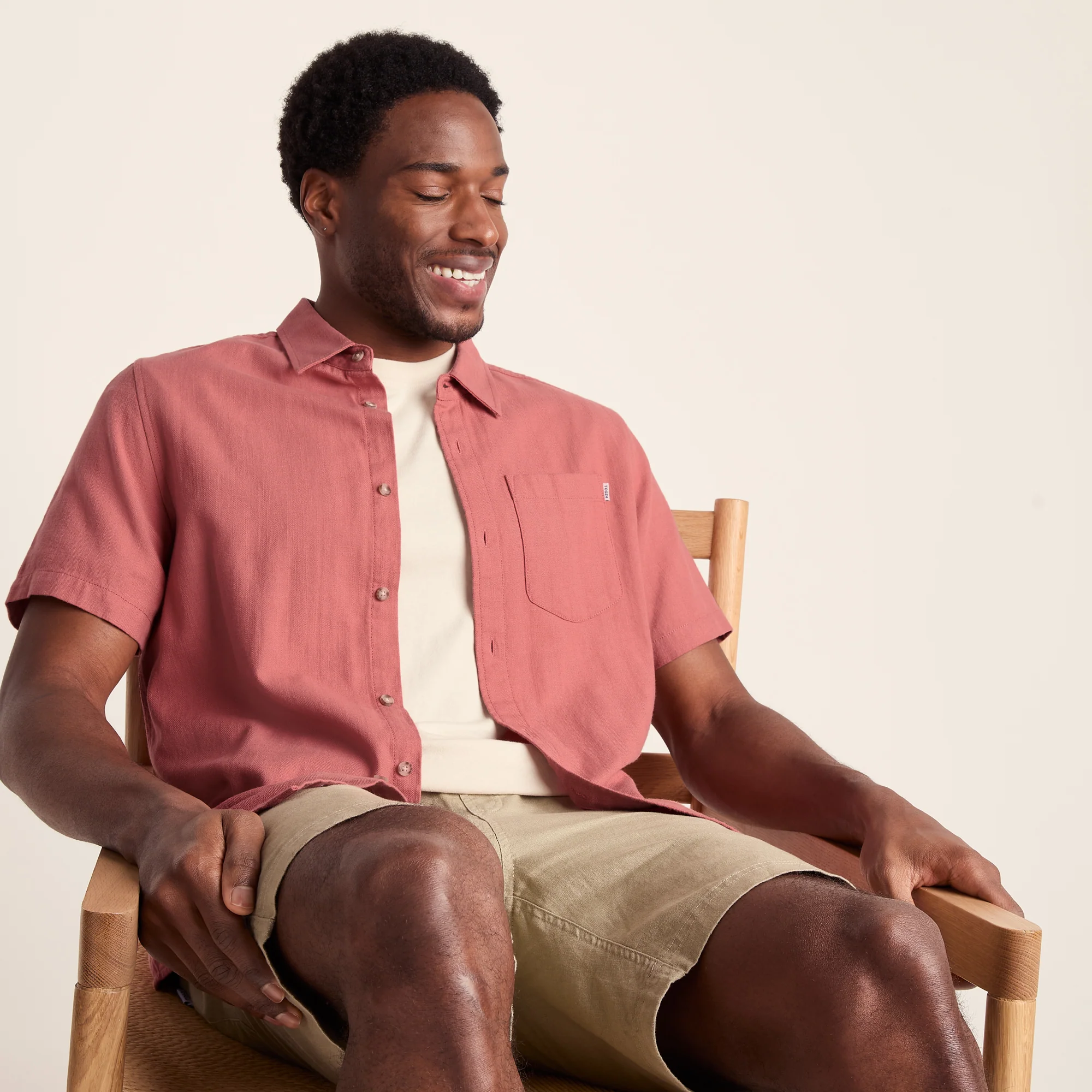 Preston Mens 100% Cotton Supersoft Short Sleeve Shirt - Redwood - Image 4
