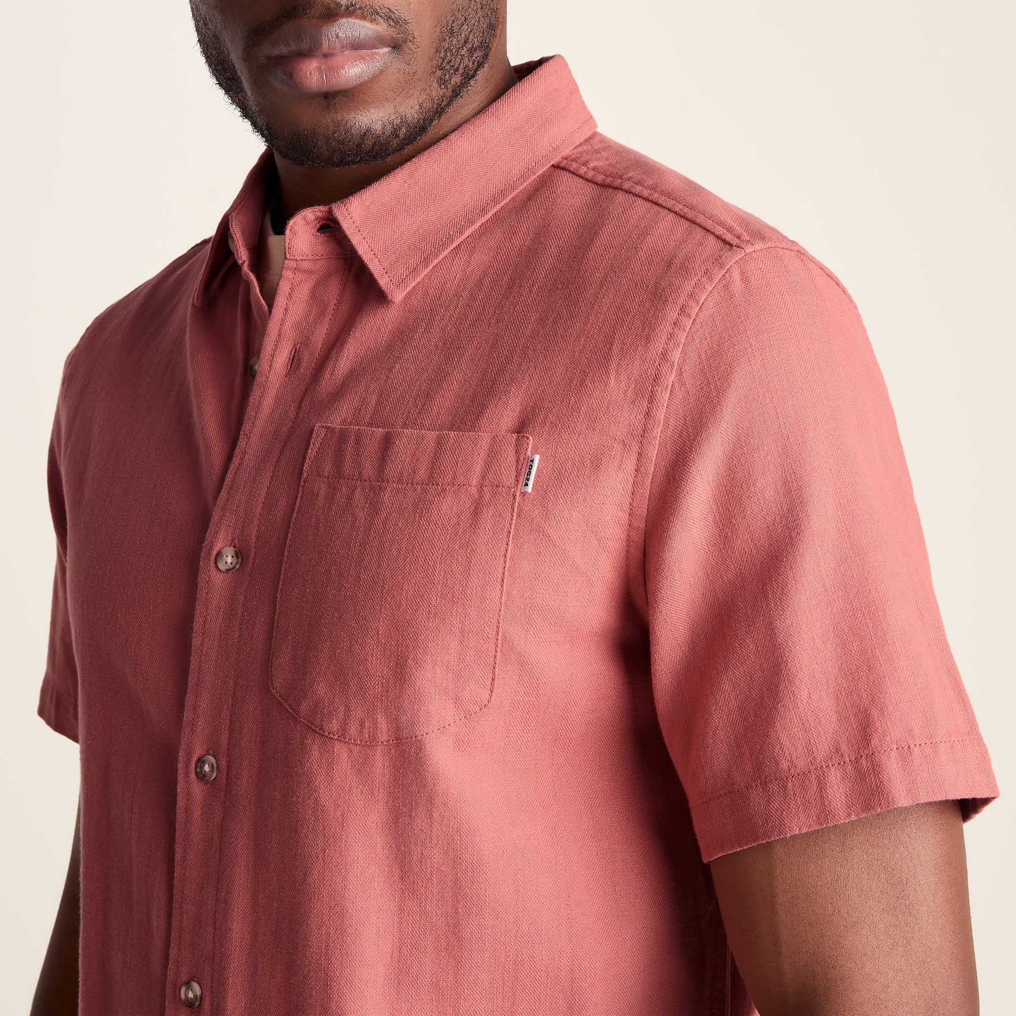 Preston Mens 100% Cotton Supersoft Short Sleeve Shirt - Redwood - Image 5