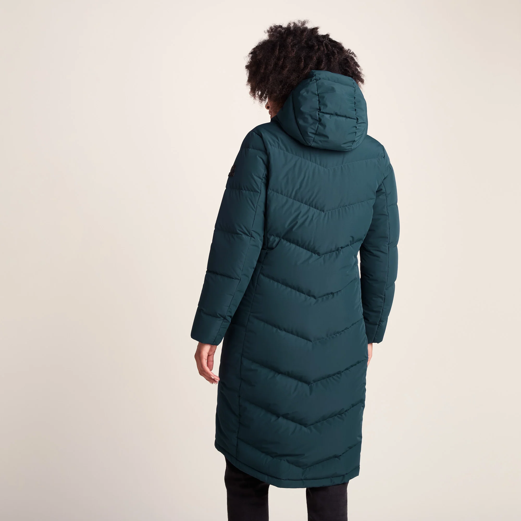 Raleigh Luxe Womens Long Shower Resistant Down Insulated Jacket - Petrol Green - Image 10