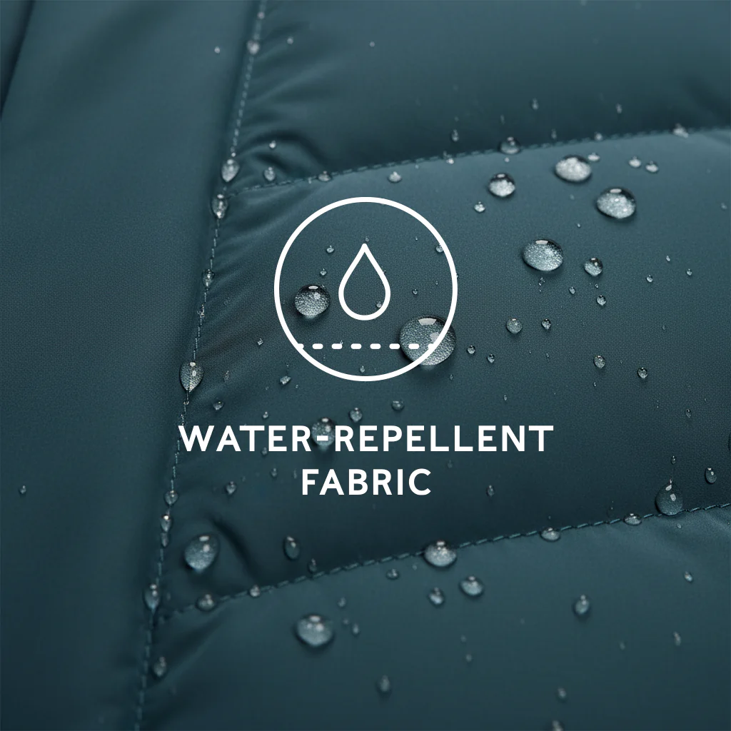 Raleigh Luxe Womens Long Shower Resistant Down Insulated Jacket - Petrol Green - Image 11