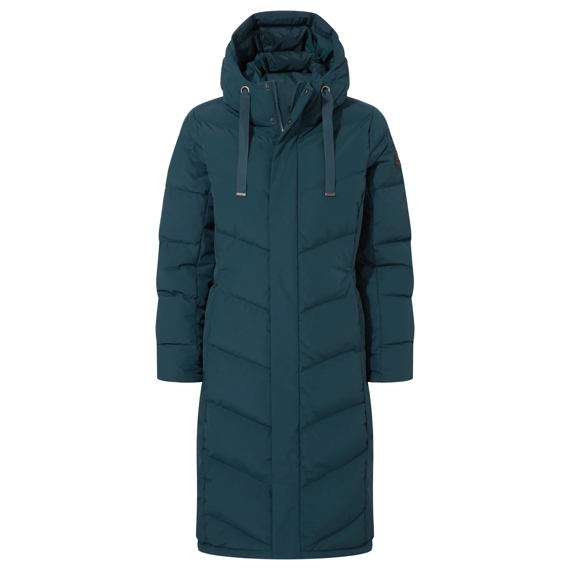 Raleigh Luxe Womens Long Shower Resistant Down Insulated Jacket - Petrol Green - Image 12
