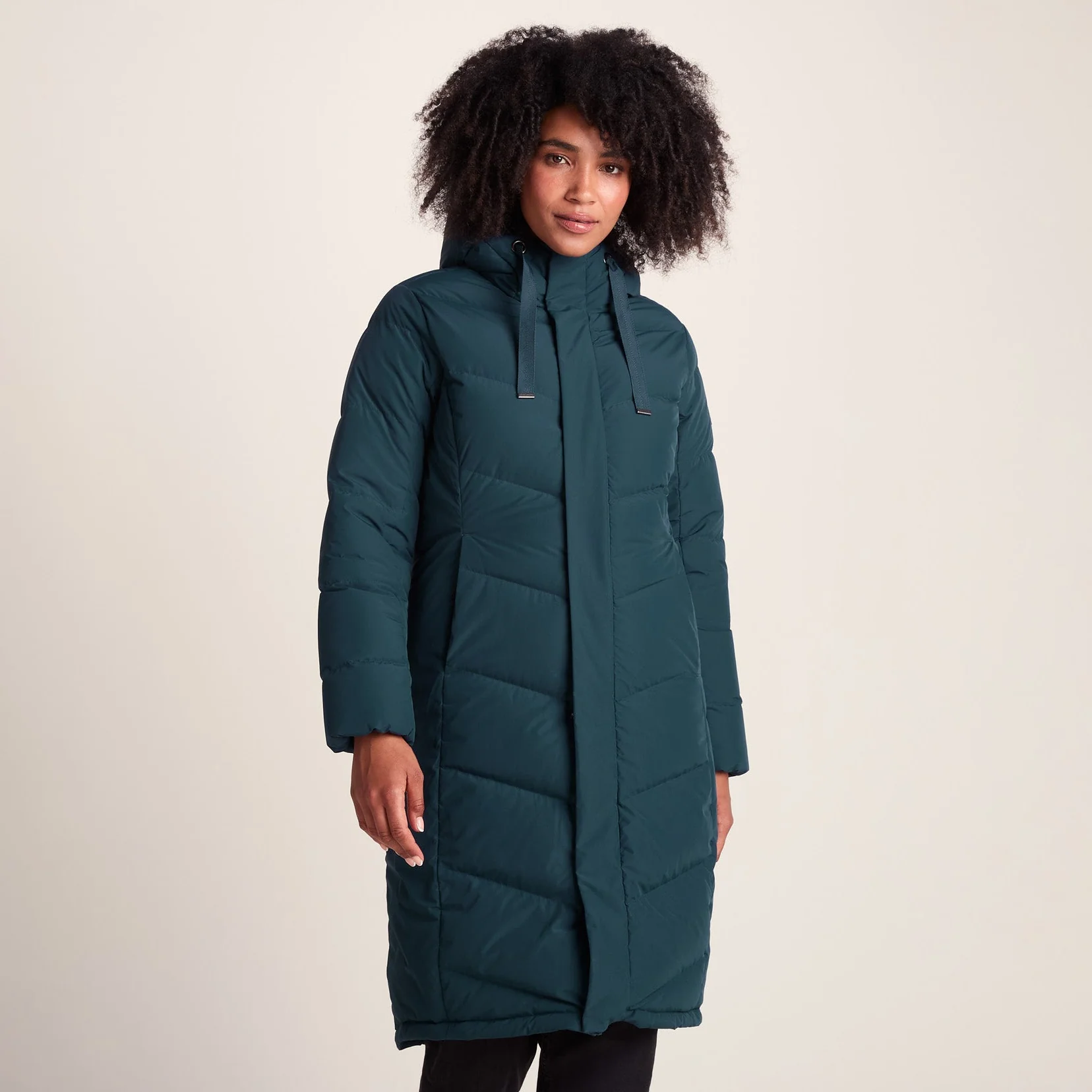 Raleigh Luxe Womens Long Shower Resistant Down Insulated Jacket - Petrol Green - Image 4