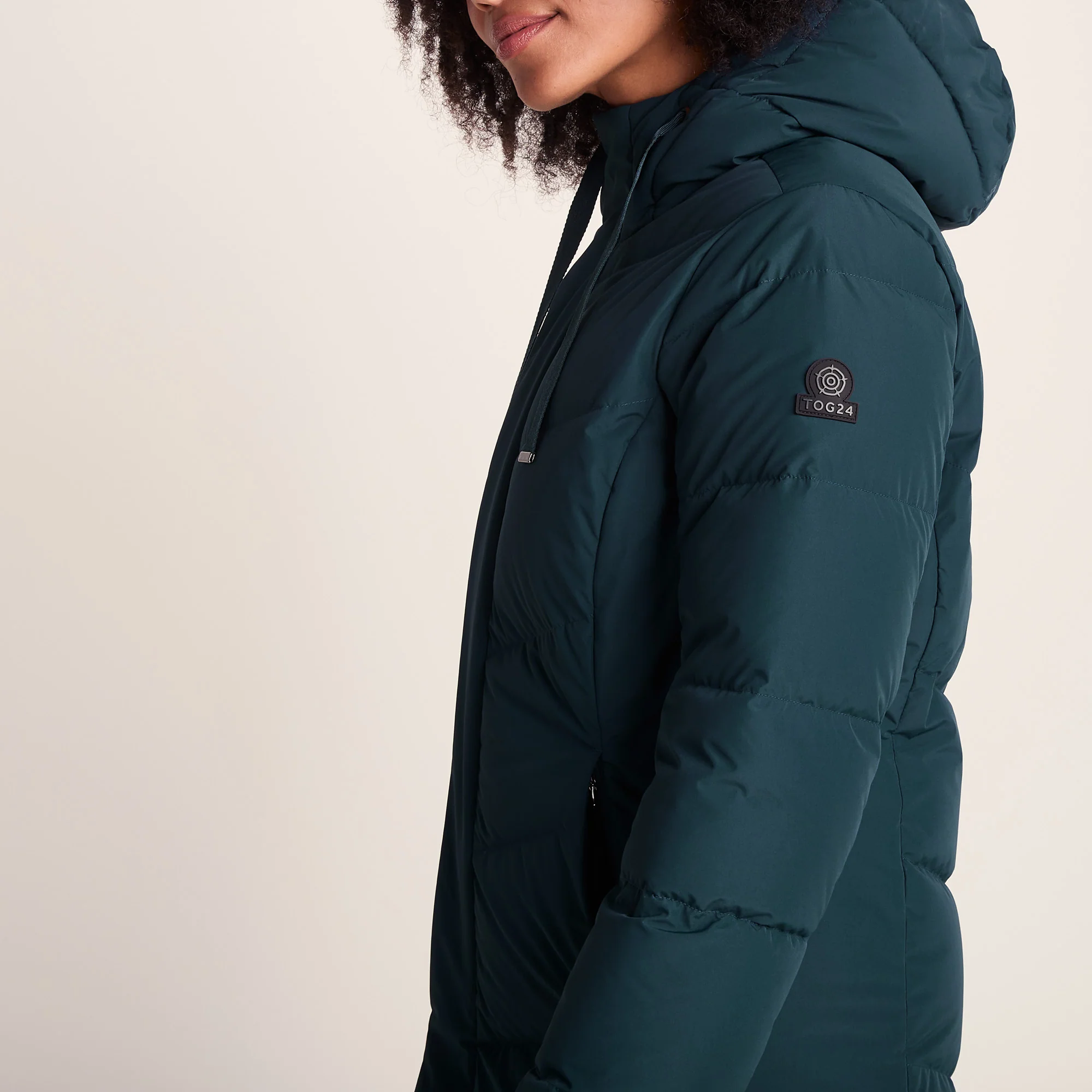 Raleigh Luxe Womens Long Shower Resistant Down Insulated Jacket - Petrol Green - Image 7