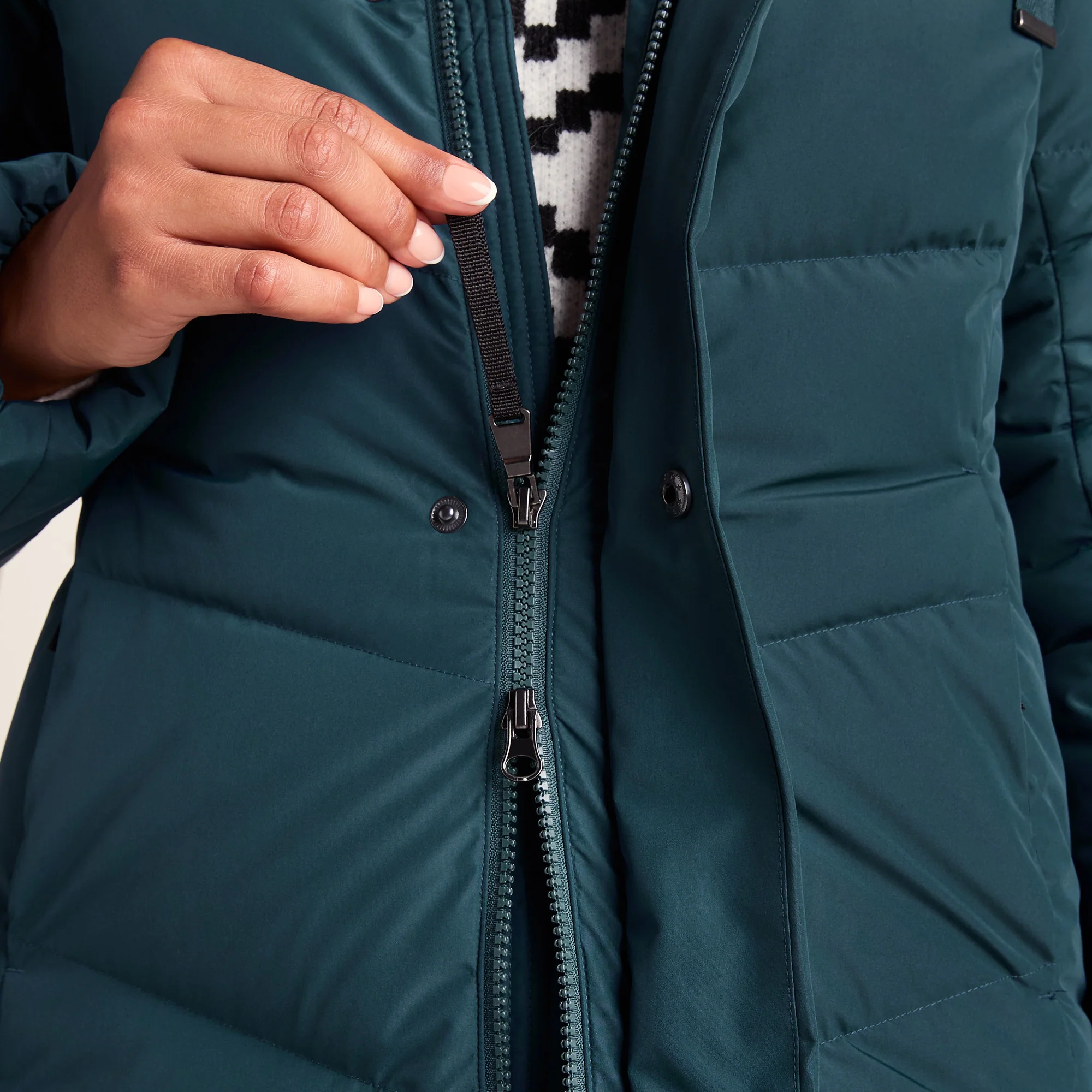 Raleigh Luxe Womens Long Shower Resistant Down Insulated Jacket - Petrol Green - Image 9
