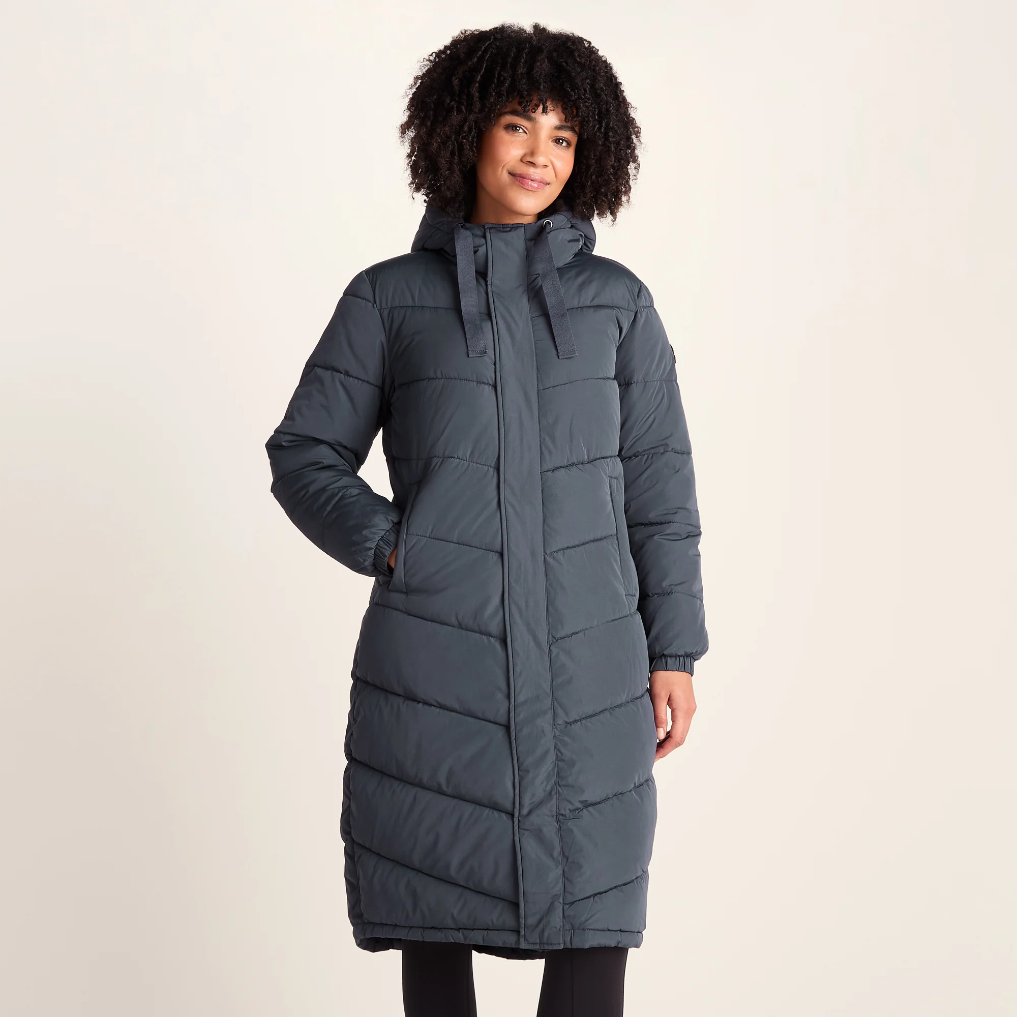 Raleigh Womens Long Insulated Jacket - Washed Blue - Image 3