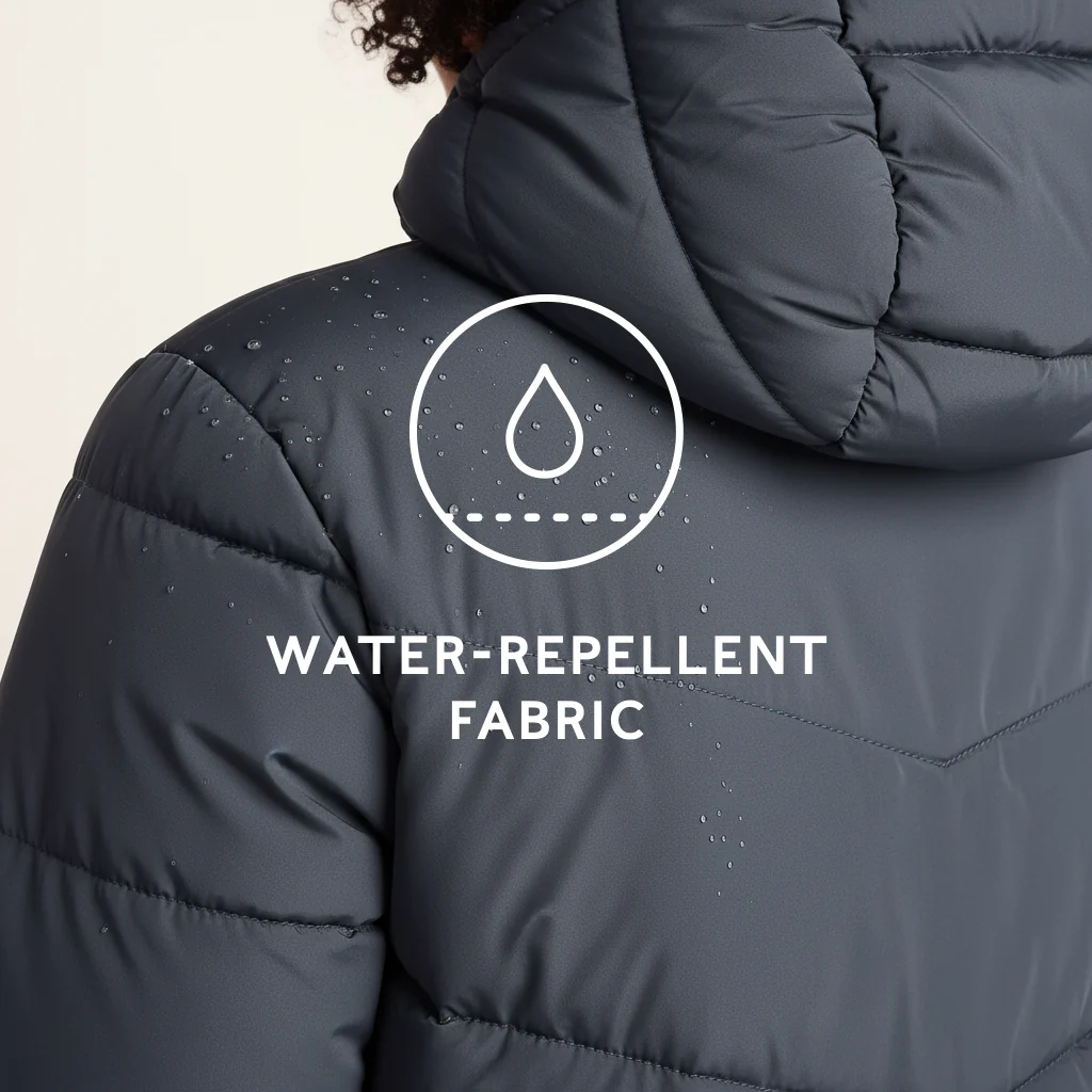 Raleigh Womens Long Insulated Jacket - Washed Blue - Image 8