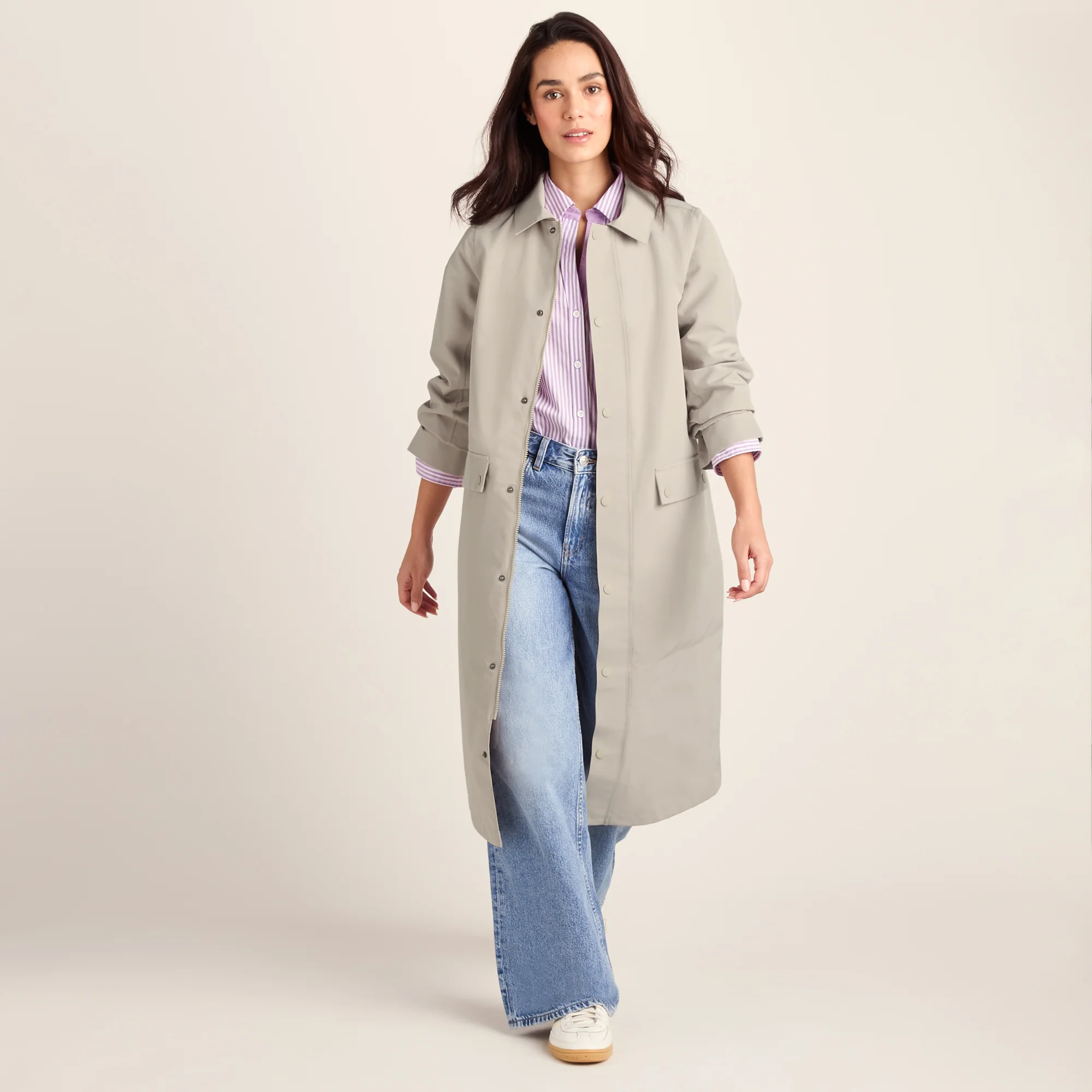 Remi Womens Classic Waterproof Car Coat - Cool Beige