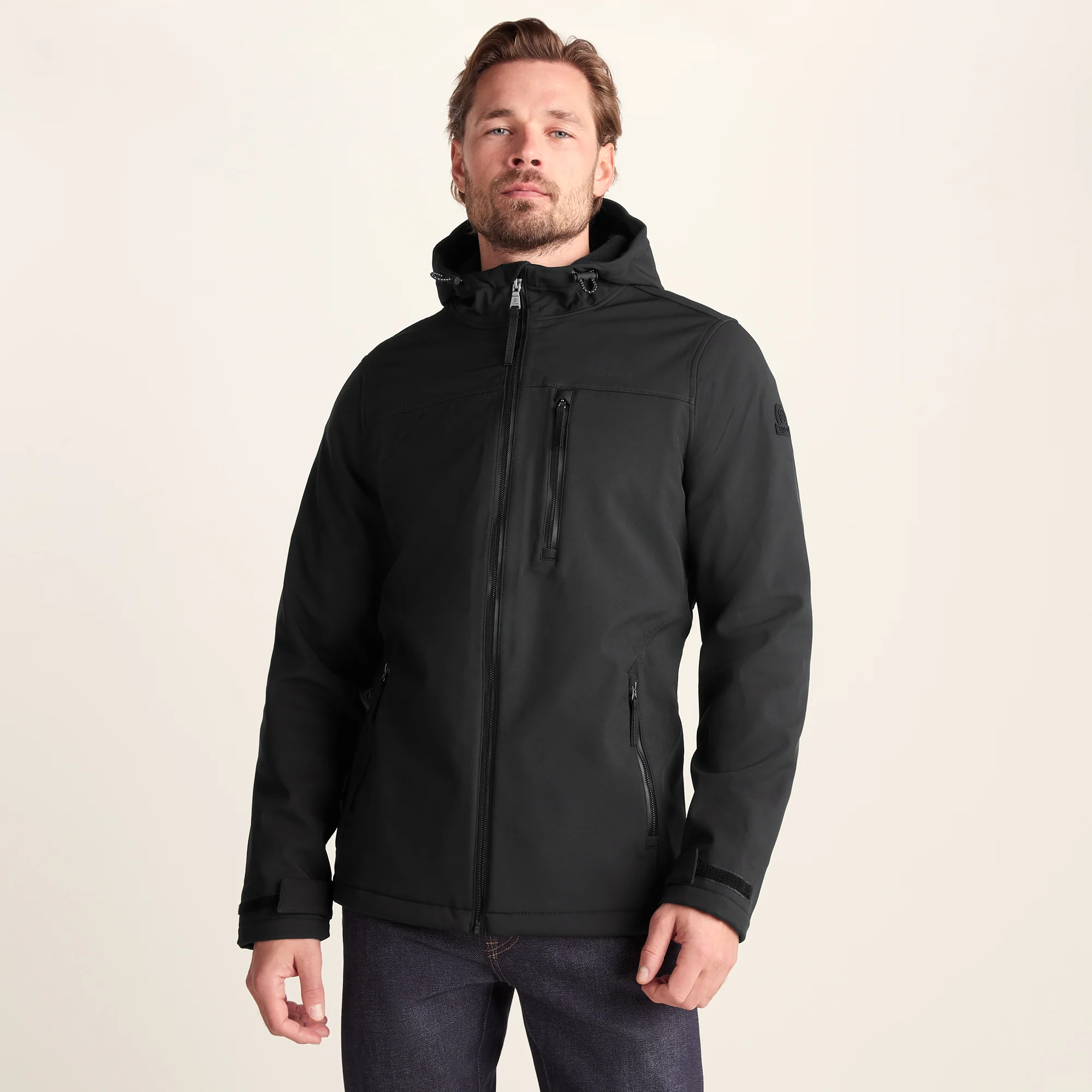 Retner Mens Waterproof Softshell Hooded Jacket - Black - Image 2