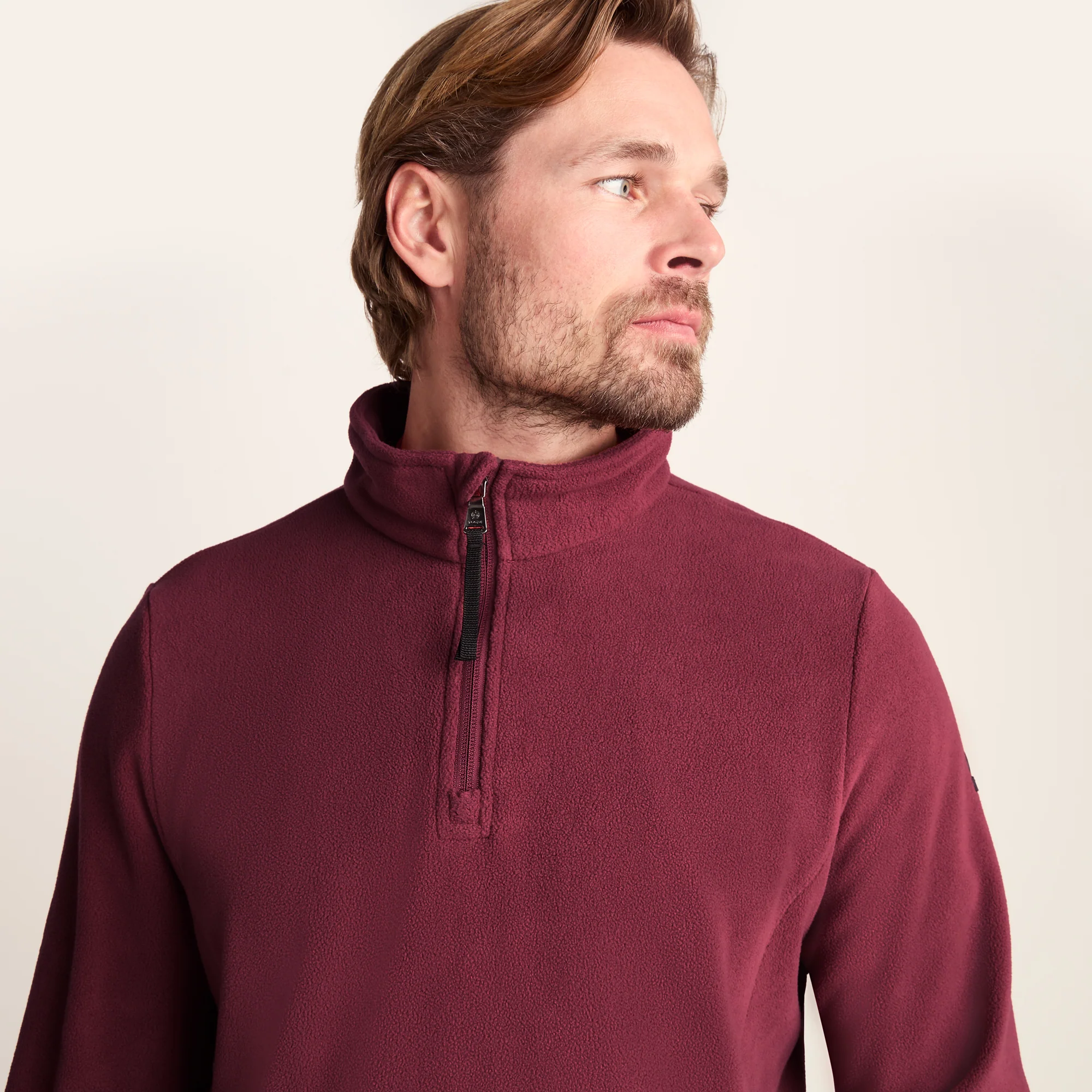 Revive Mens Fleece Zip Neck - Garnet Red - Image 5