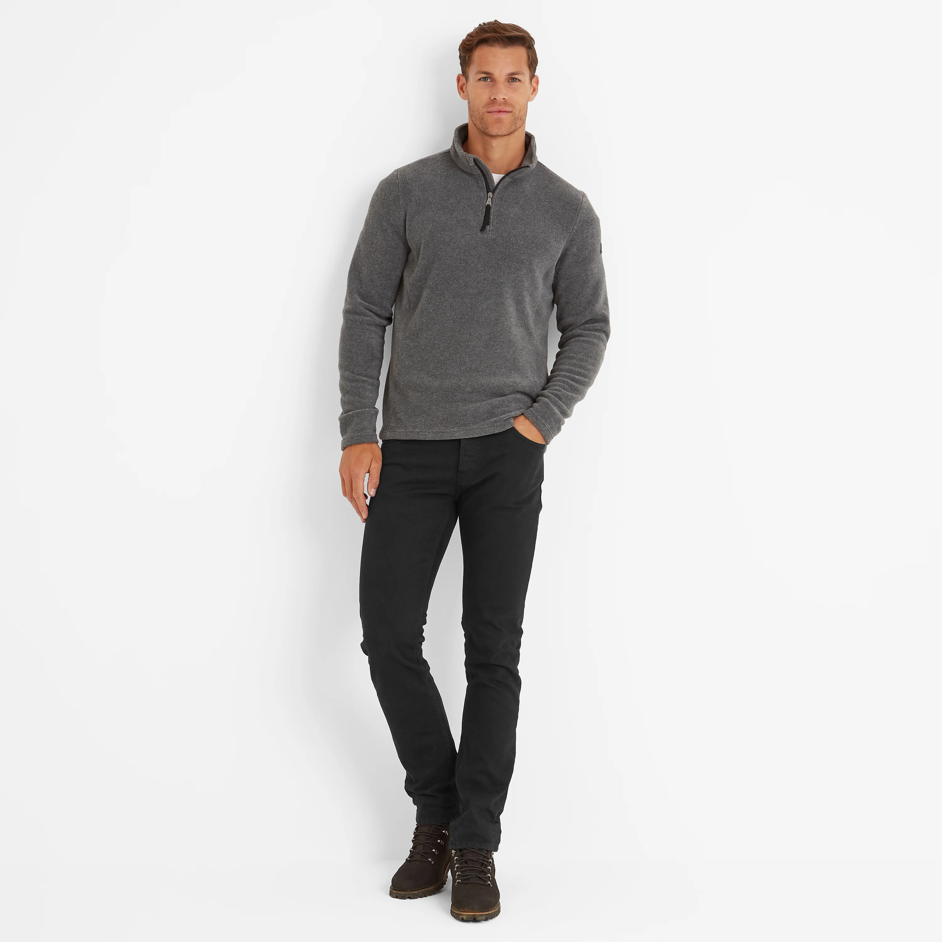 Revive Mens Quarter Zip Fleece - Grey Marl - Image 2
