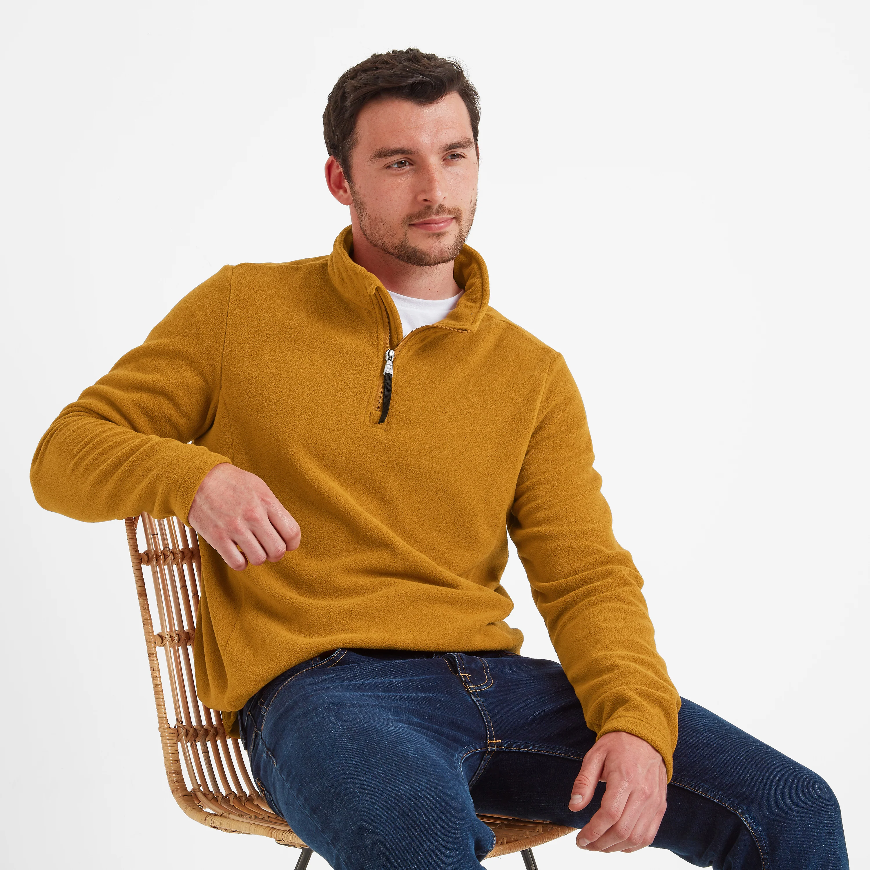 Revive Mens Quarter Zip Fleece - Rich Ochre - Image 5
