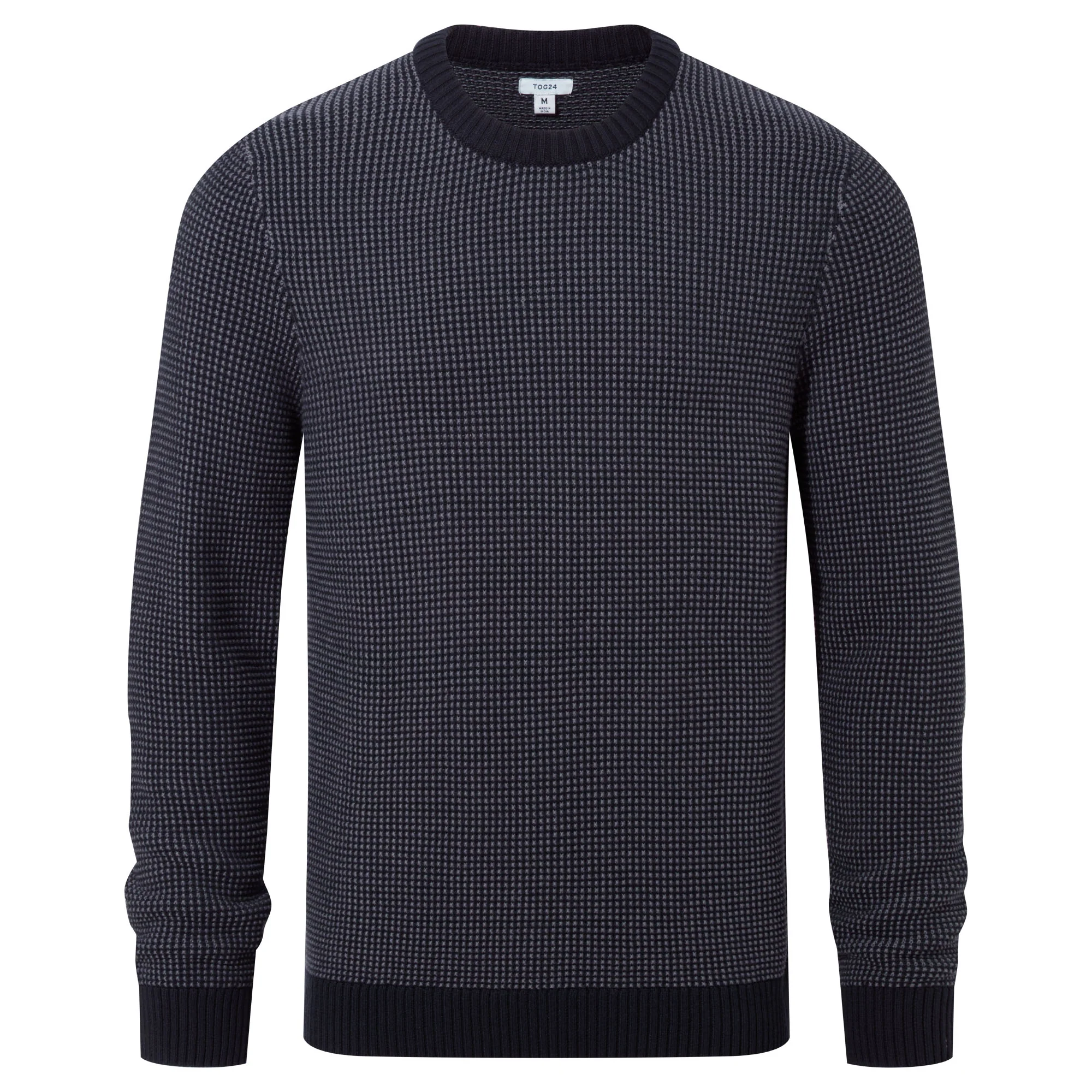 Richie Mens Knitted Crew Neck jumper - Dark Indigo - Image 6