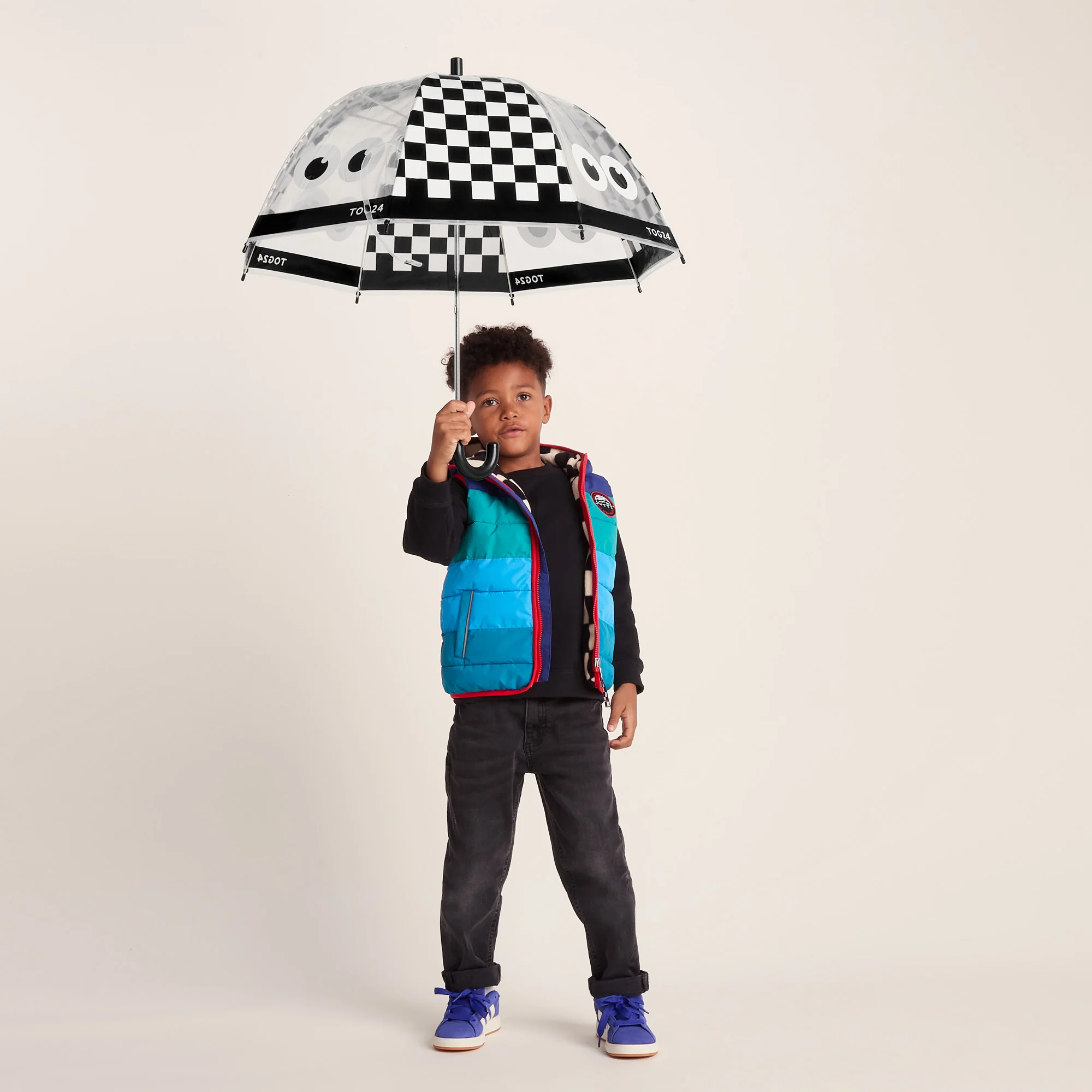 Romney Kids Shaun the Sheep Umbrella - Black White Checkerboard - Image 4