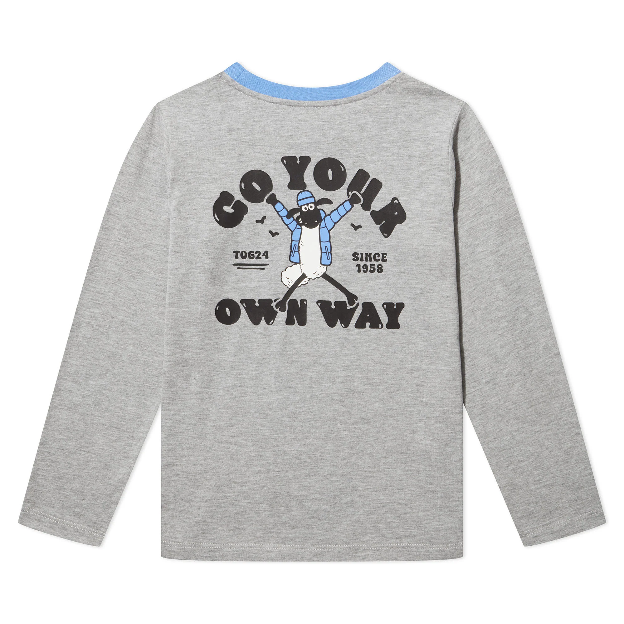 Ryeland Kids Shaun the Sheep T-Shirt LS - Dark Grey Marl - Image 7