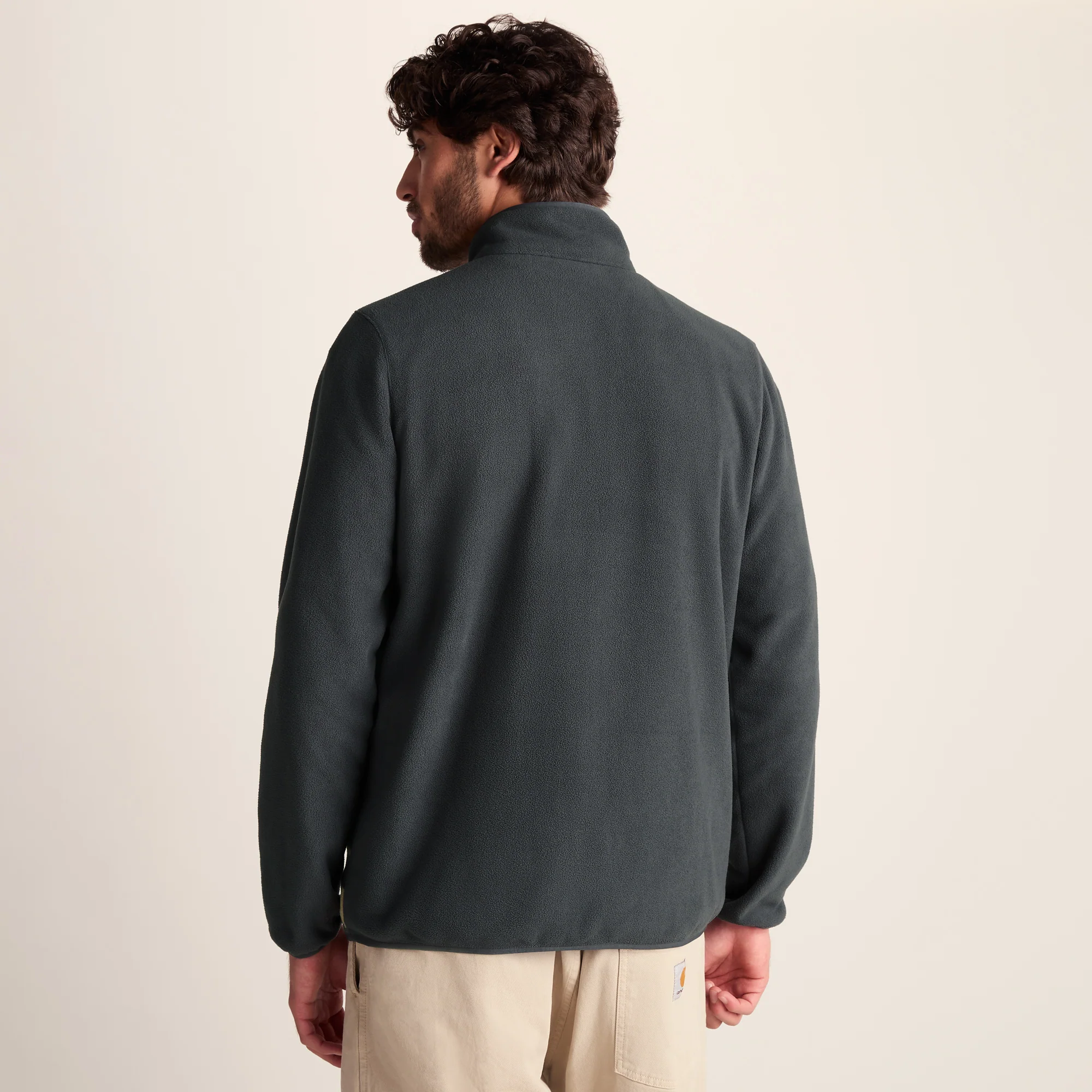 Ryle Mens Relaxed Fit Microfleece Zip Neck - Deep Slate - Image 3