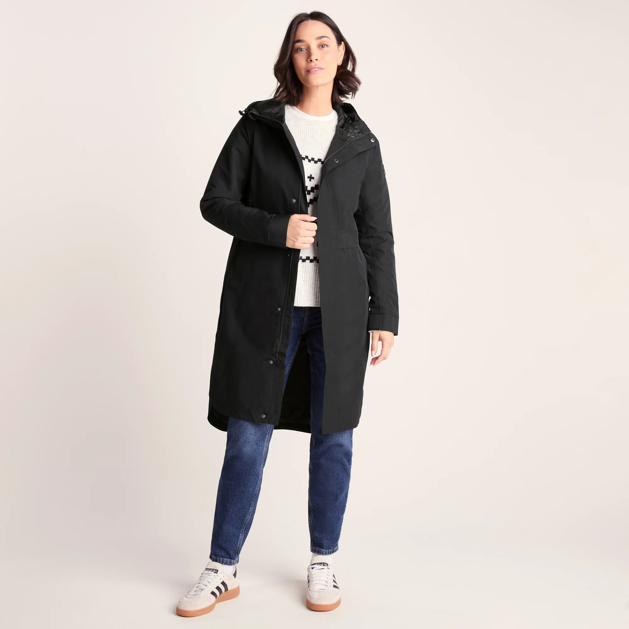 Saunter Womens Long Waterproof Jacket - Black
