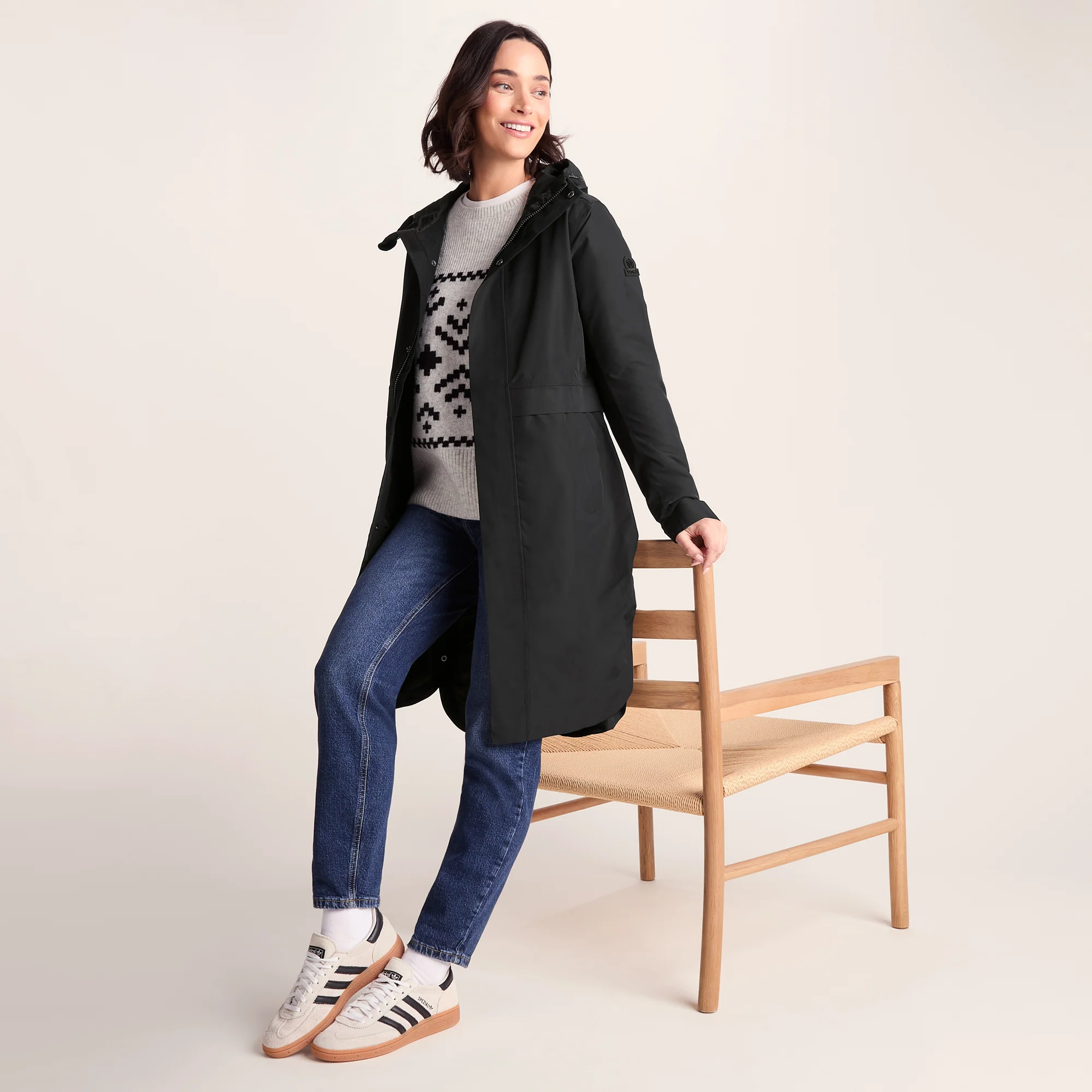 Saunter Womens Long Waterproof Jacket - Black - Image 4
