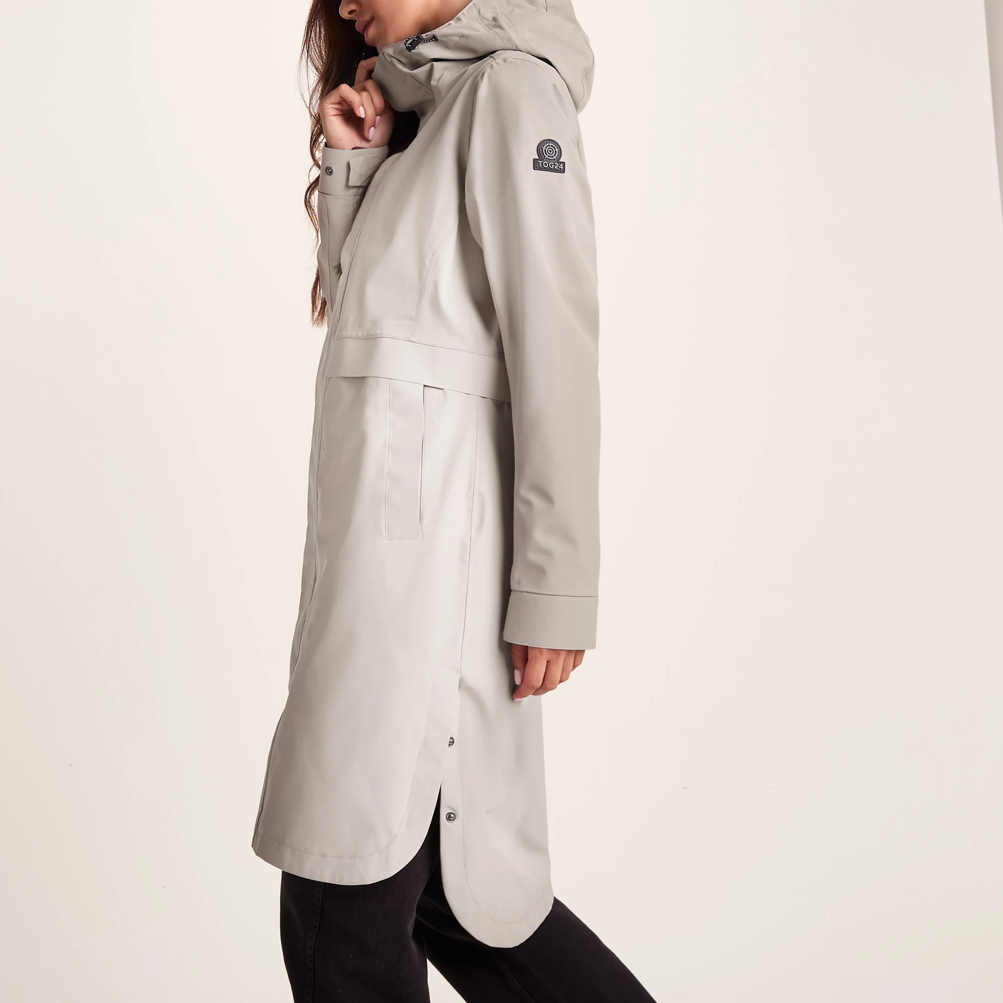 Saunter Womens Long Waterproof Jacket - Dark Taupe - Image 6