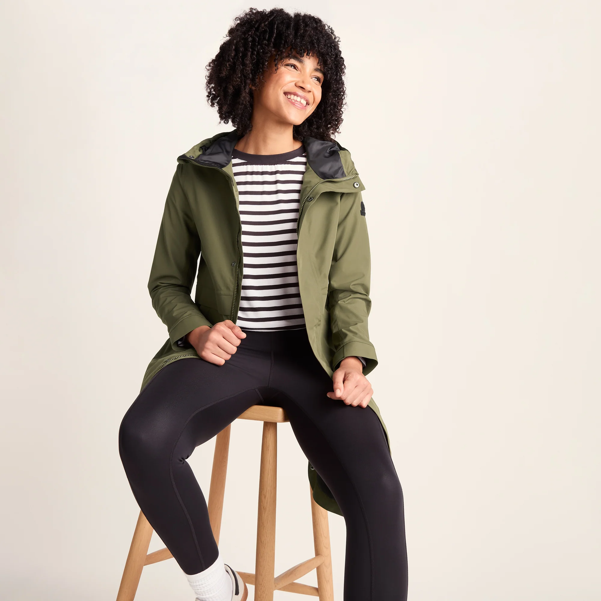 Saunter Womens Long Waterproof Jacket - Khaki - Image 5