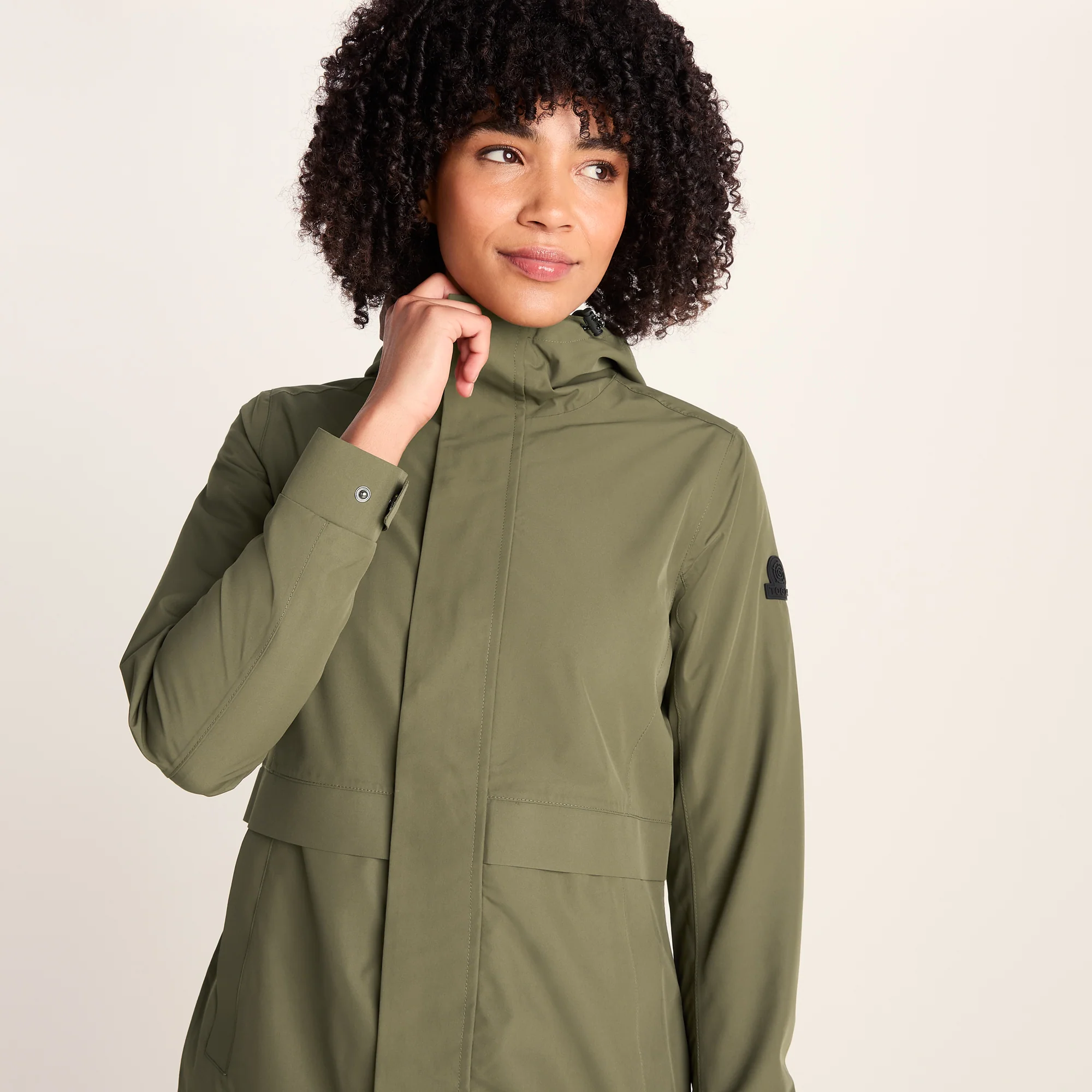 Saunter Womens Long Waterproof Jacket - Khaki - Image 6