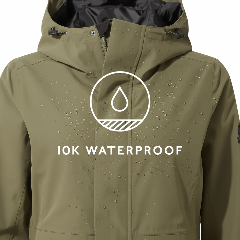 Saunter Womens Long Waterproof Jacket - Khaki - Image 7