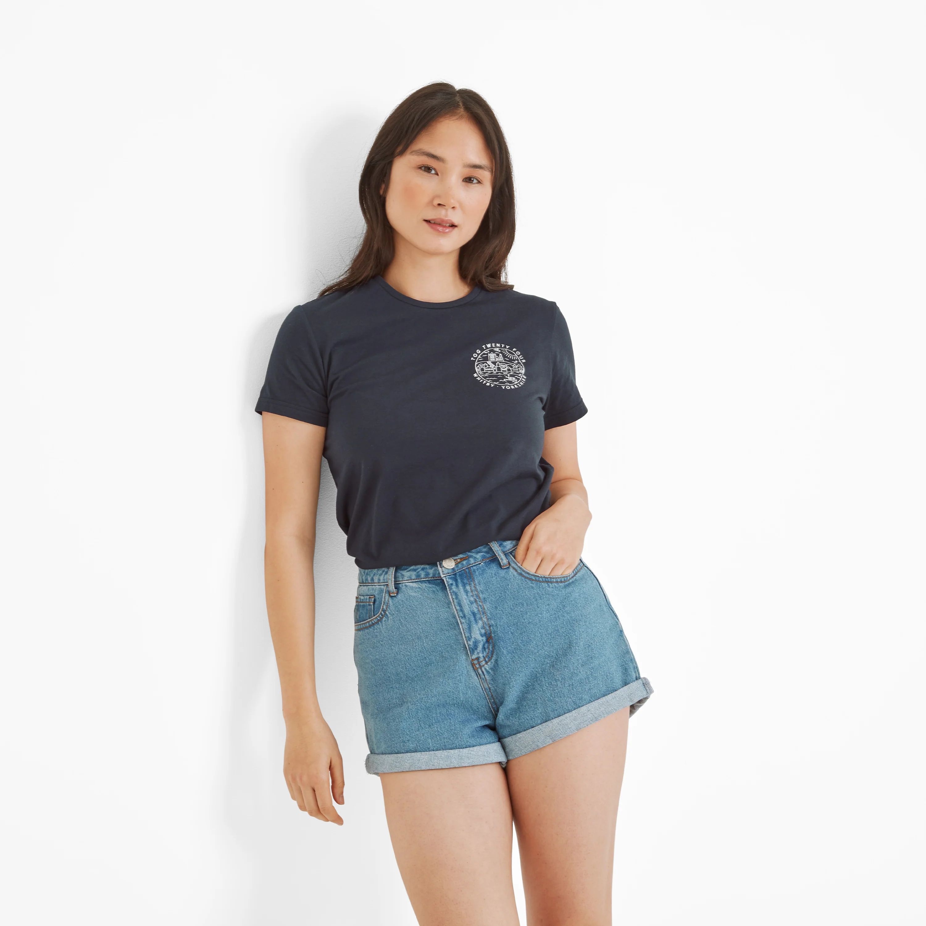 Seaside Womens 100% Cotton T-Shirt - Dark Indigo - Image 3