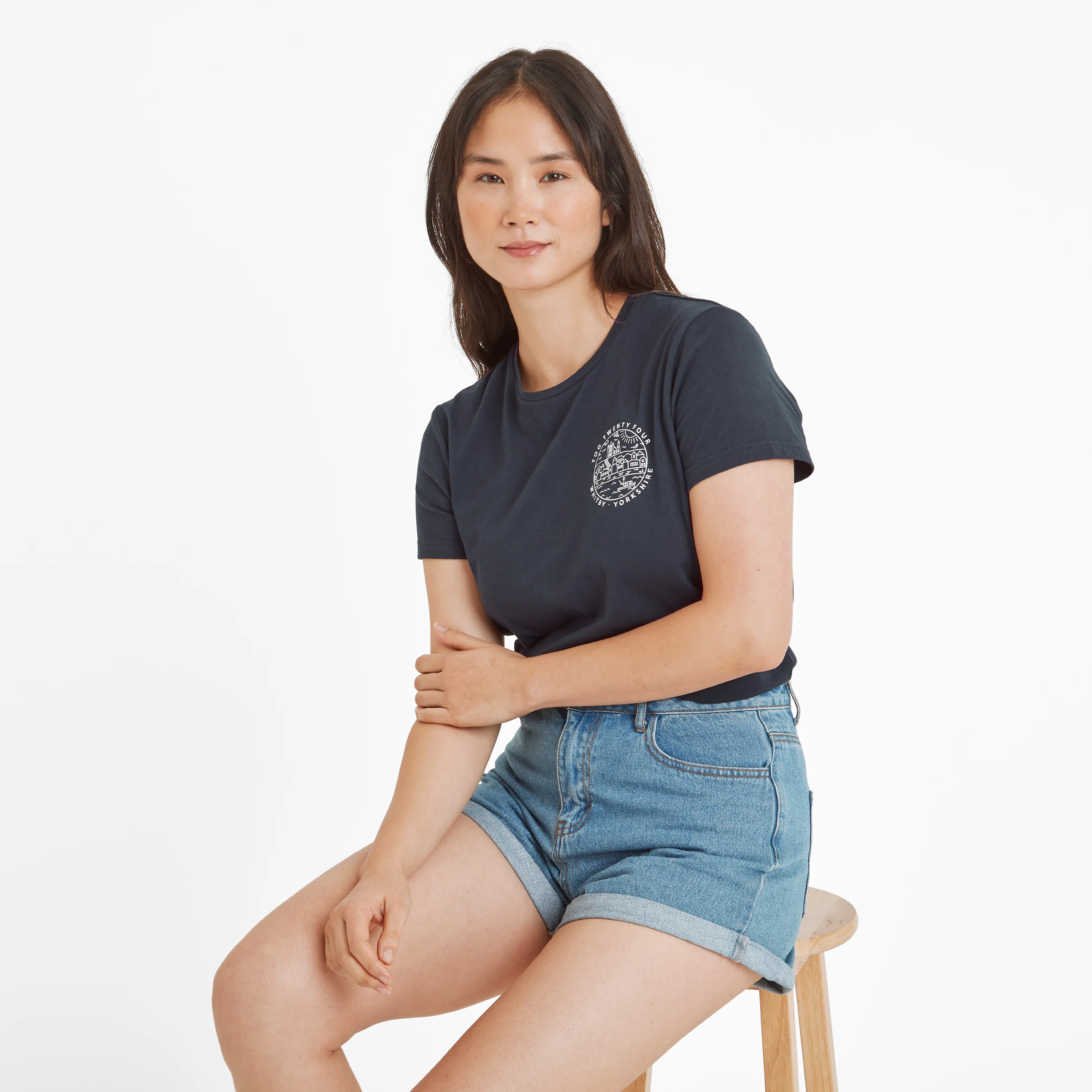 Seaside Womens 100% Cotton T-Shirt - Dark Indigo - Image 4