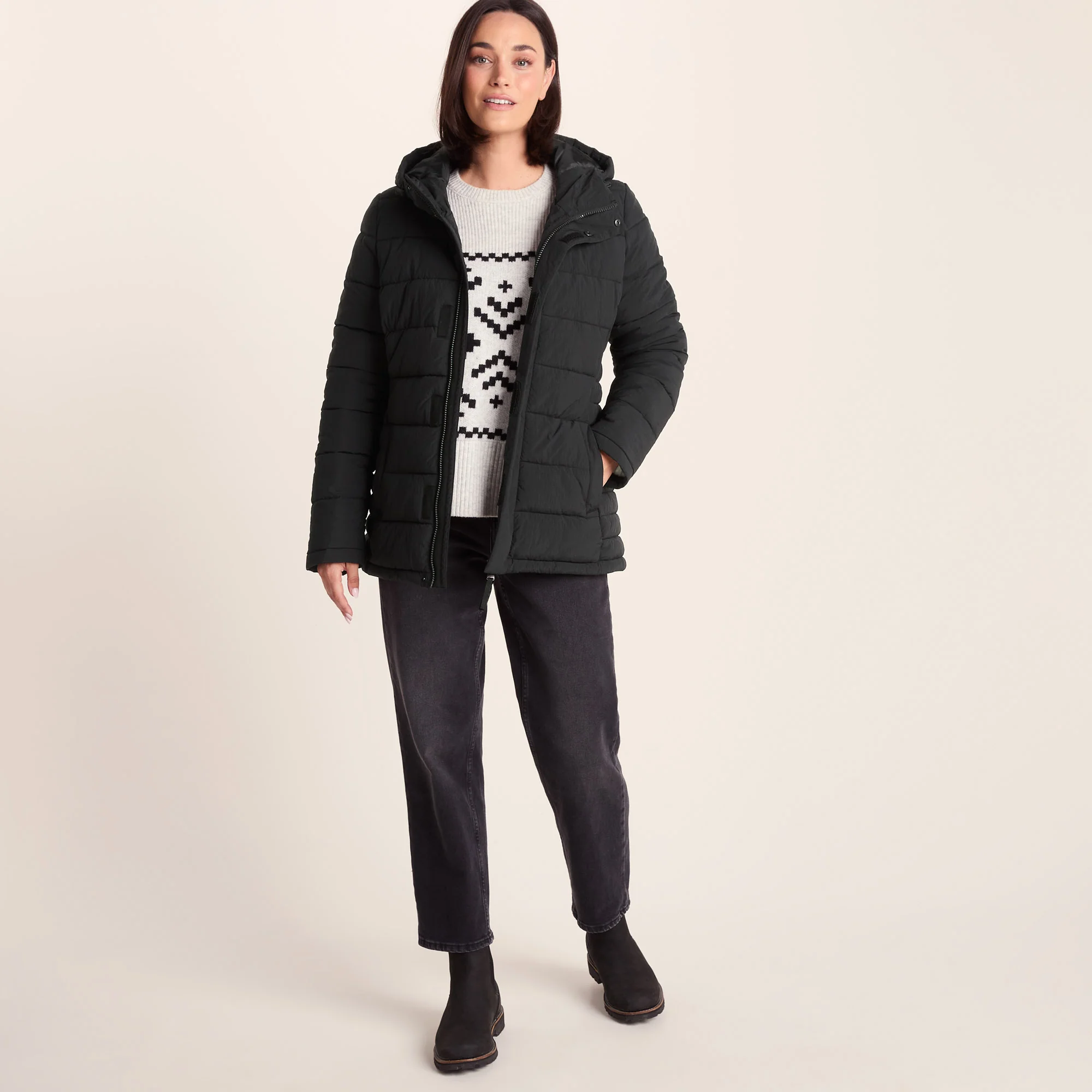 Sleight Womens Short Insulated Parka - Black - Image 2