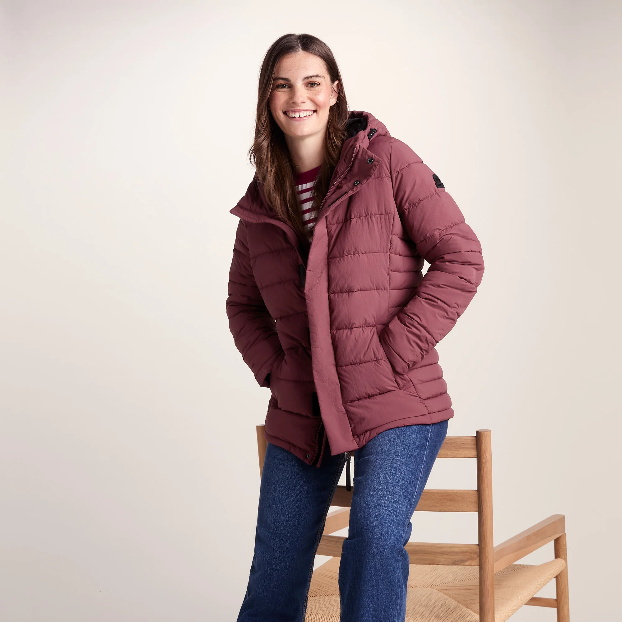 Sleight Womens Short Insulated Parka - Burgundy - Image 4