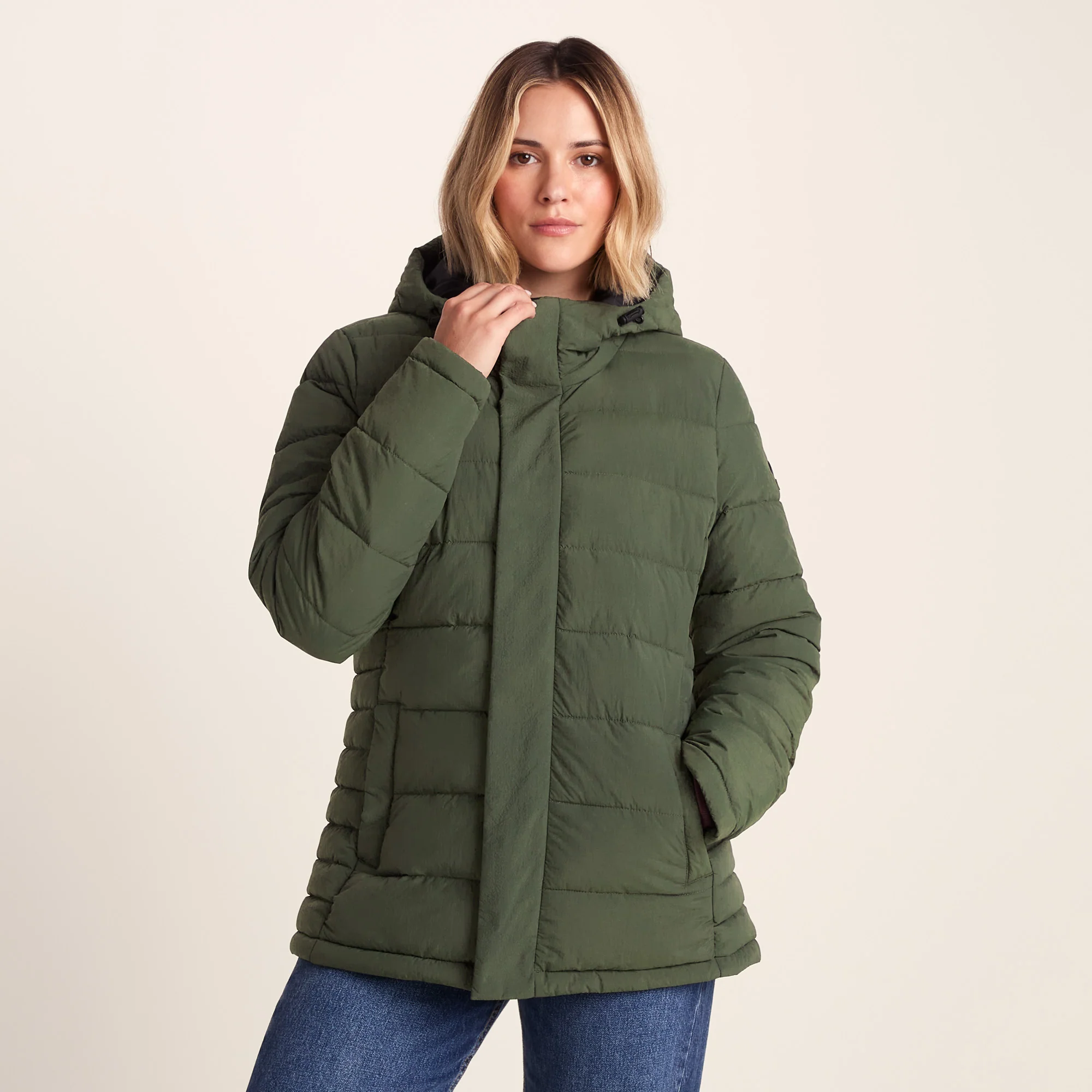 Sleight Womens Short Insulated Parka - Dark Green - Image 2