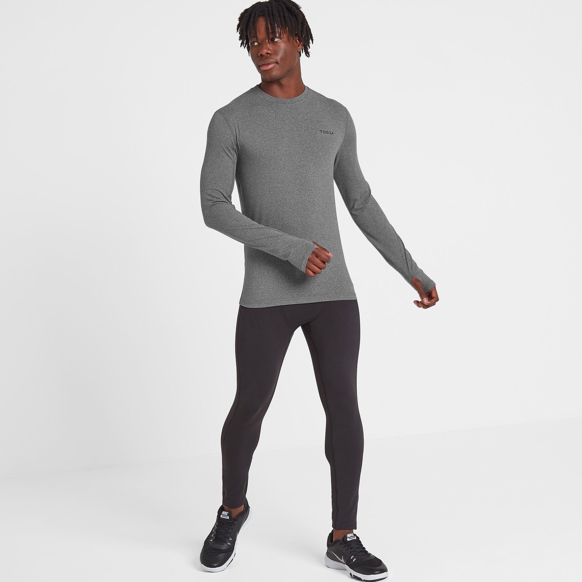 Snowdon Mens Thermal Crew Neck Base Layer - Grey Marl - Image 2