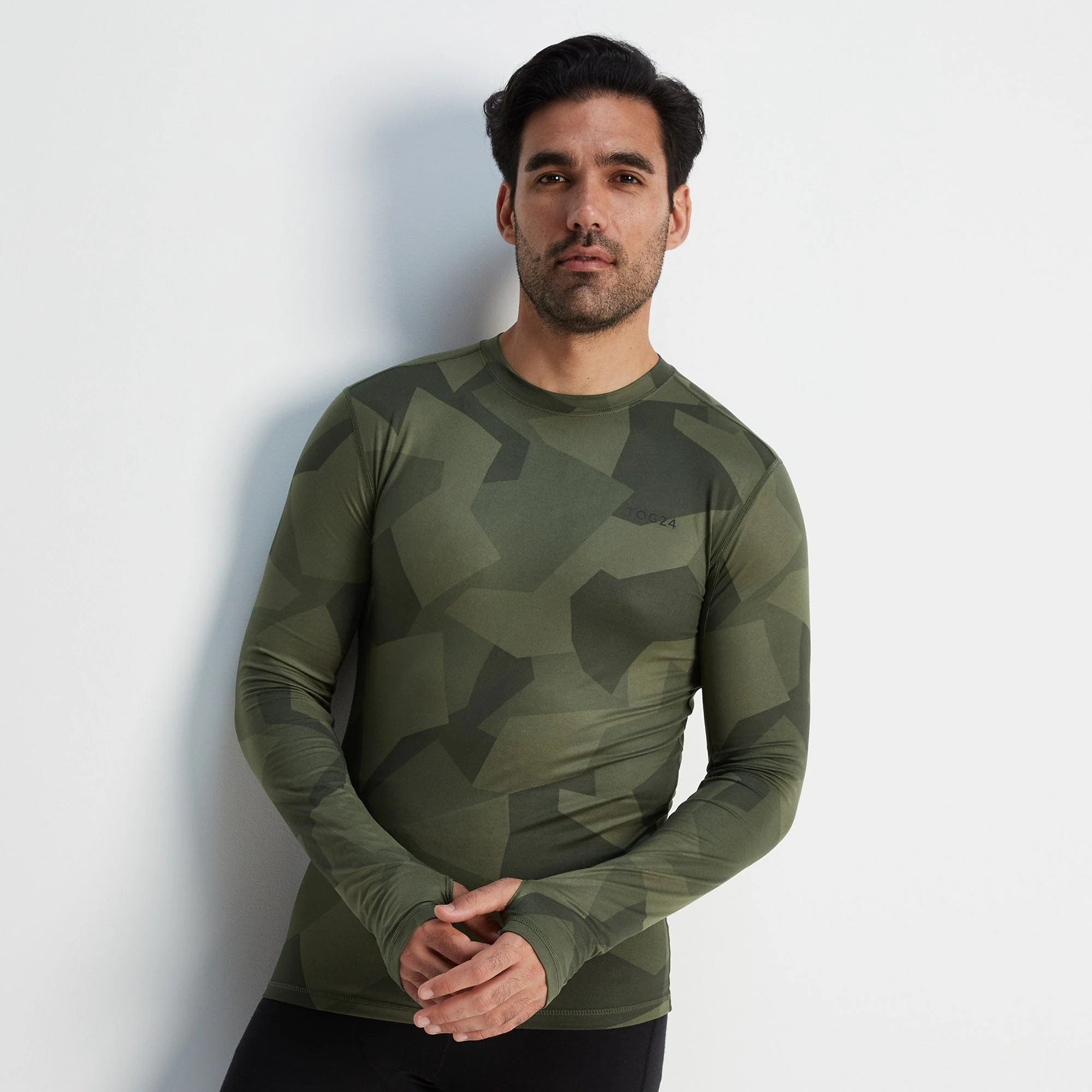 Snowdon Mens Thermal Crew Neck Base Layer - Khaki Camo Print - Image 6