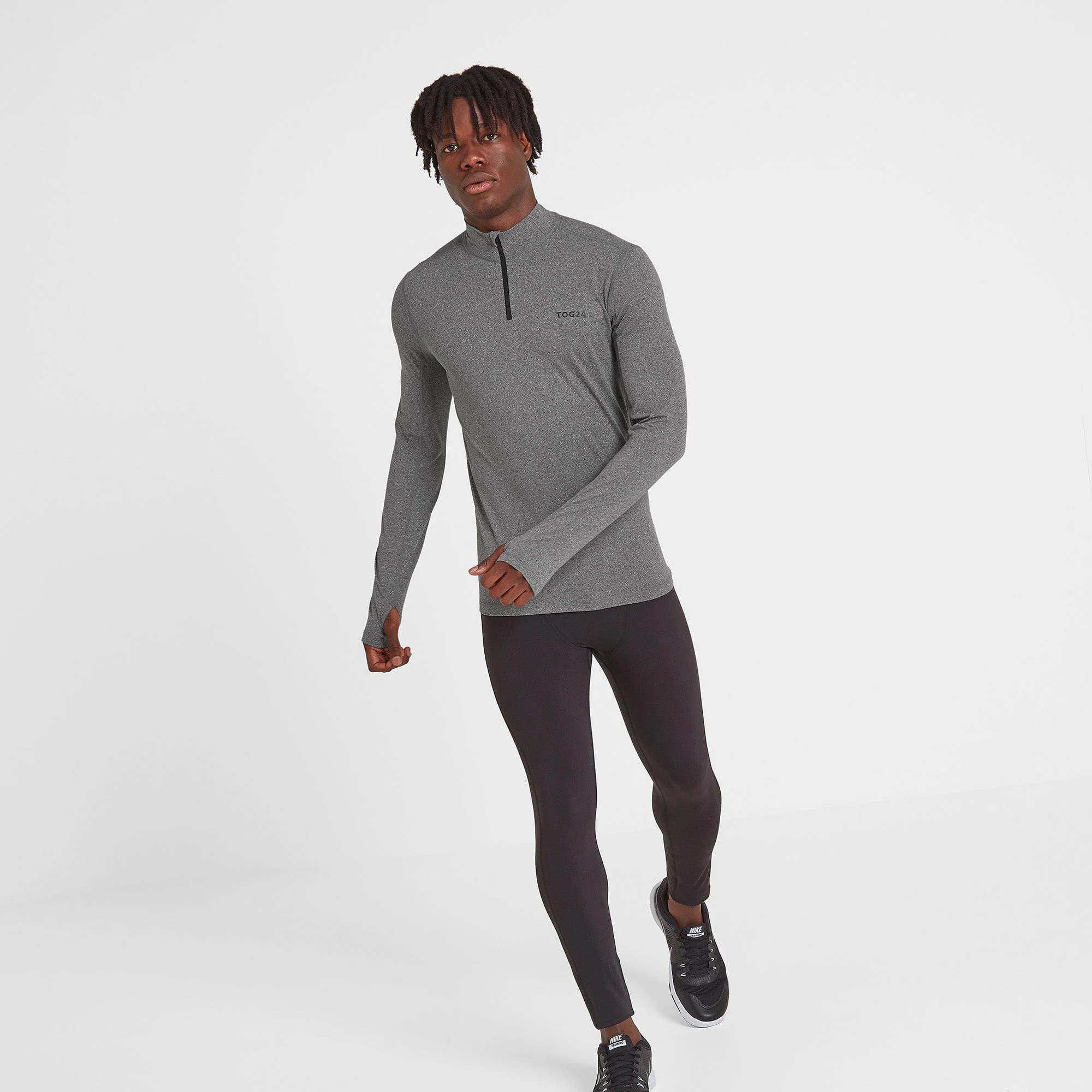 Snowdon Mens Thermal Quarter Zip Base Layer - Grey Marl - Image 4