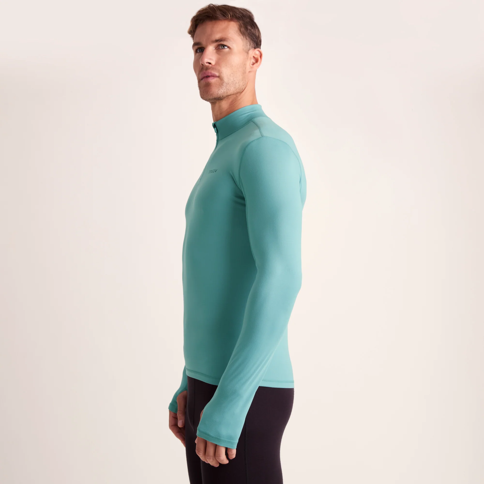 Snowdon Mens Thermal Quarter Zip Base Layer - Steel Teal - Image 4