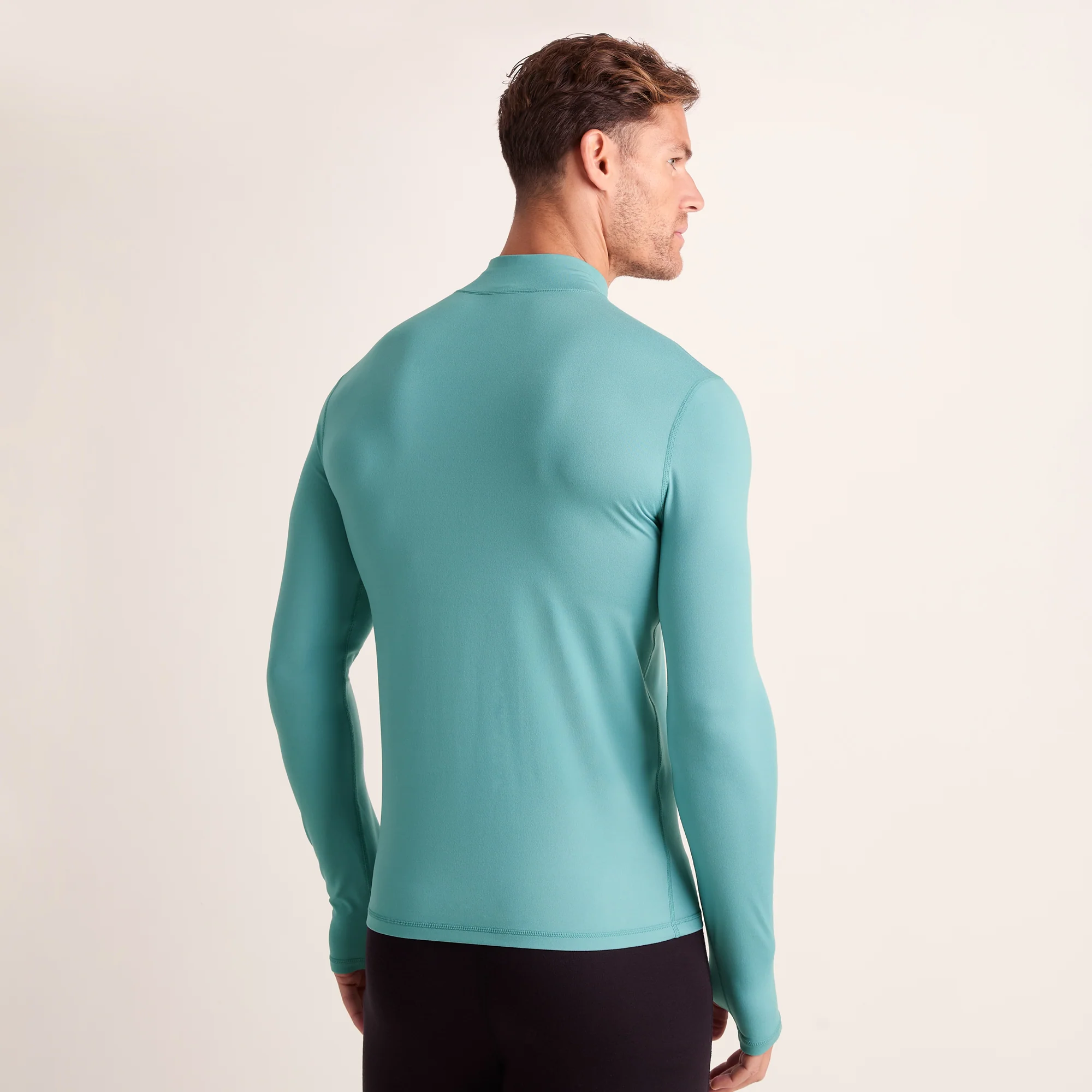 Snowdon Mens Thermal Quarter Zip Base Layer - Steel Teal - Image 5