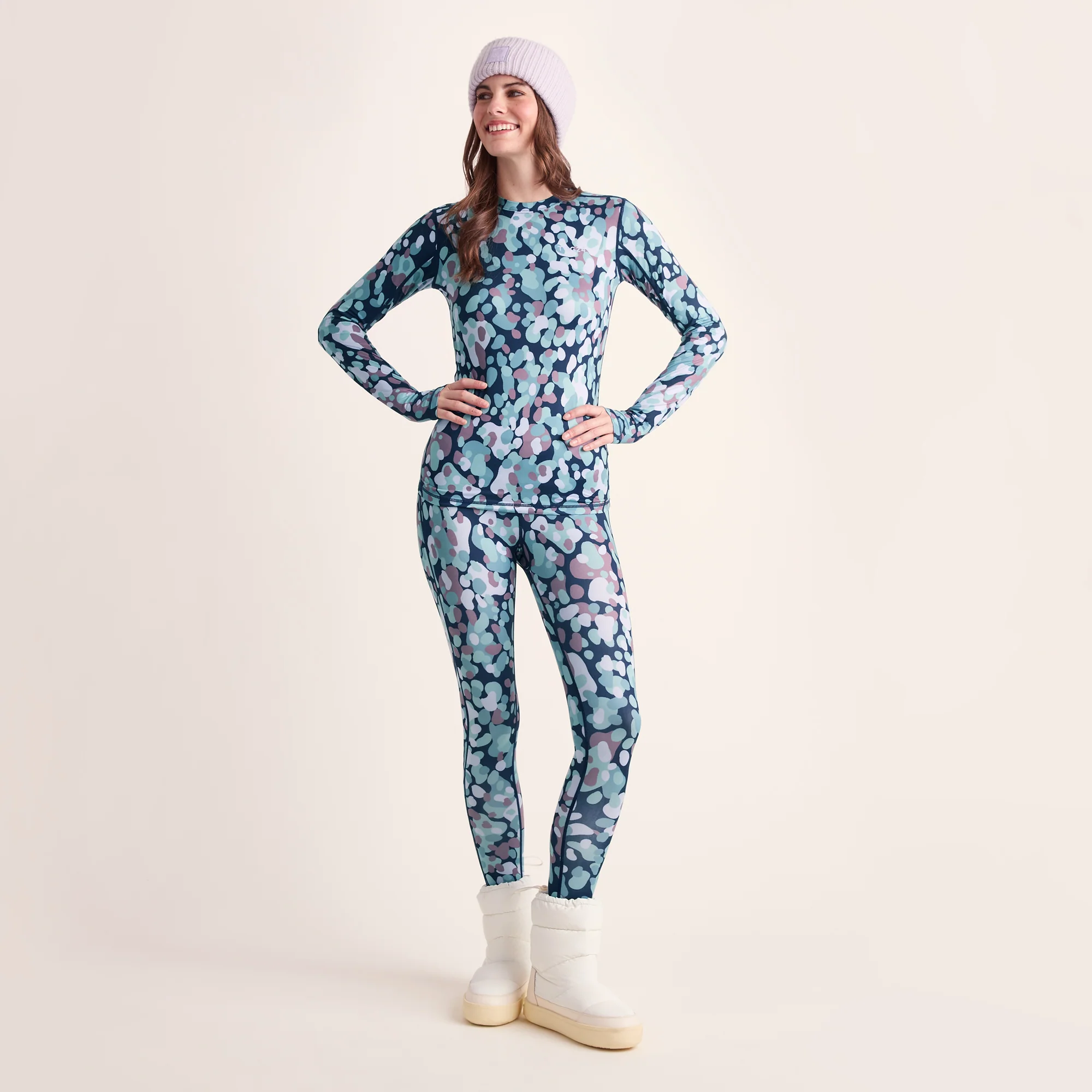 Snowdon Womens Thermal Crew Neck Base Layer - Scatter Print - Image 3