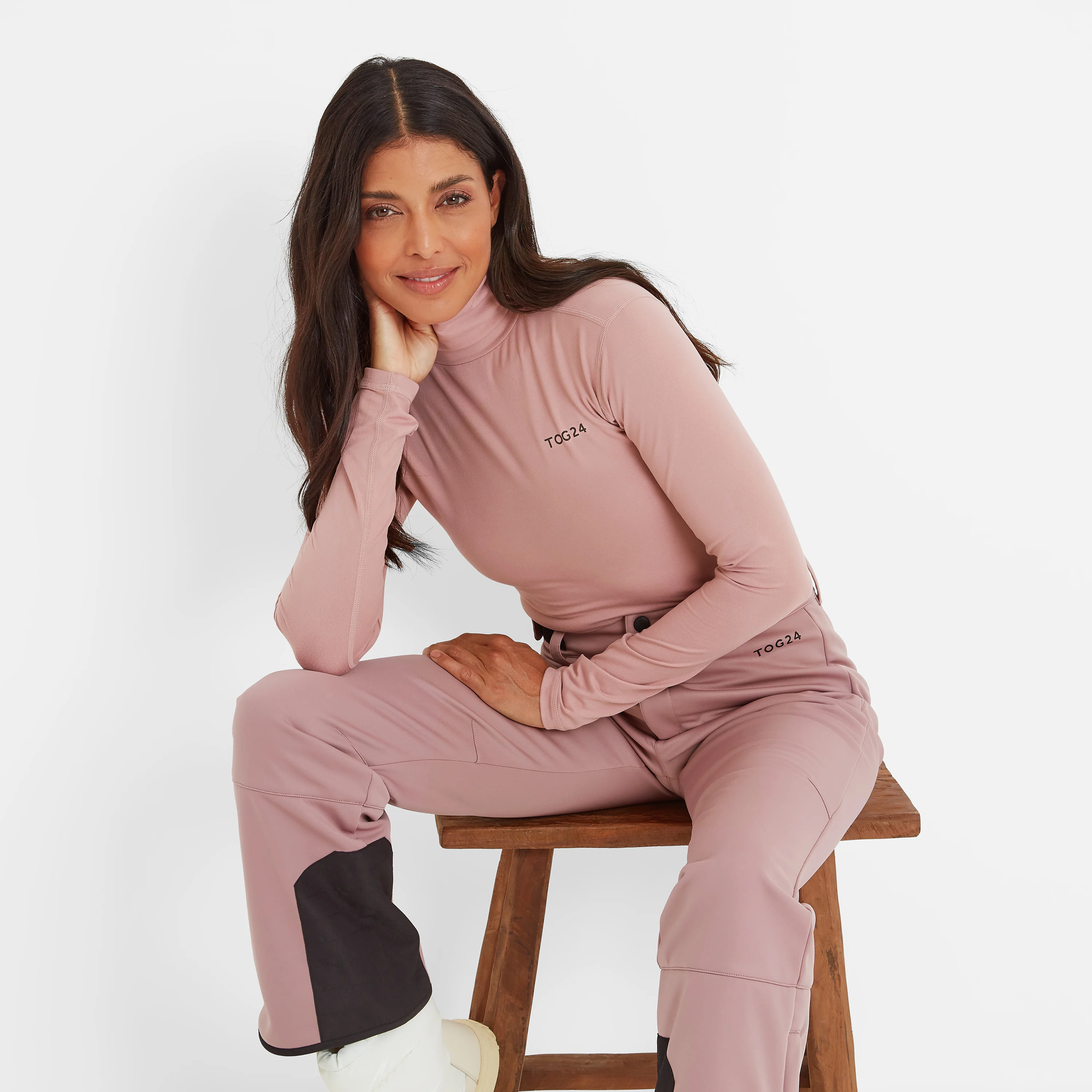 Snowdon Womens Thermal Roll Neck Base Layer - Faded Pink - Image 4
