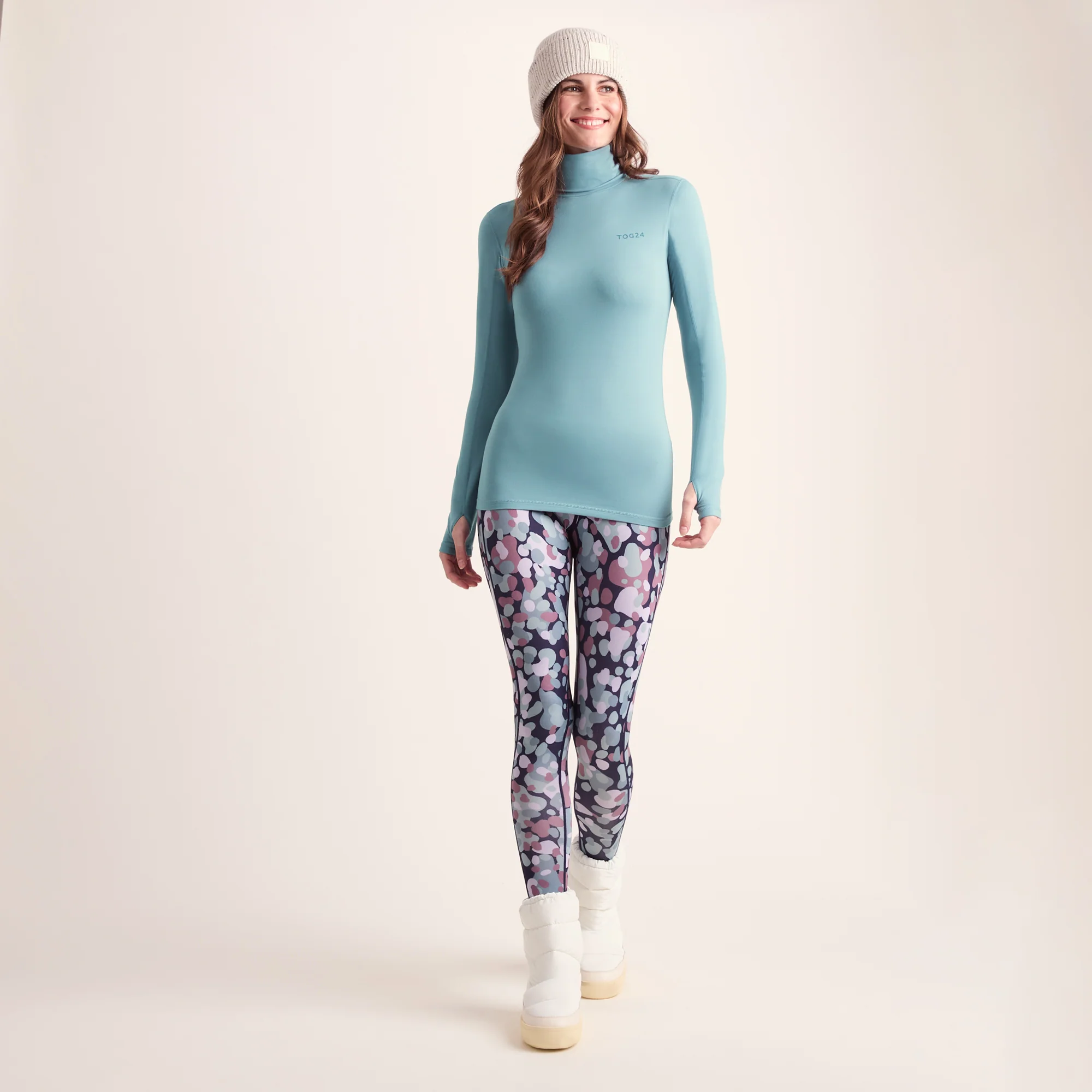 Snowdon Womens Thermal Roll Neck Base Layer - Mist Grey - Image 2