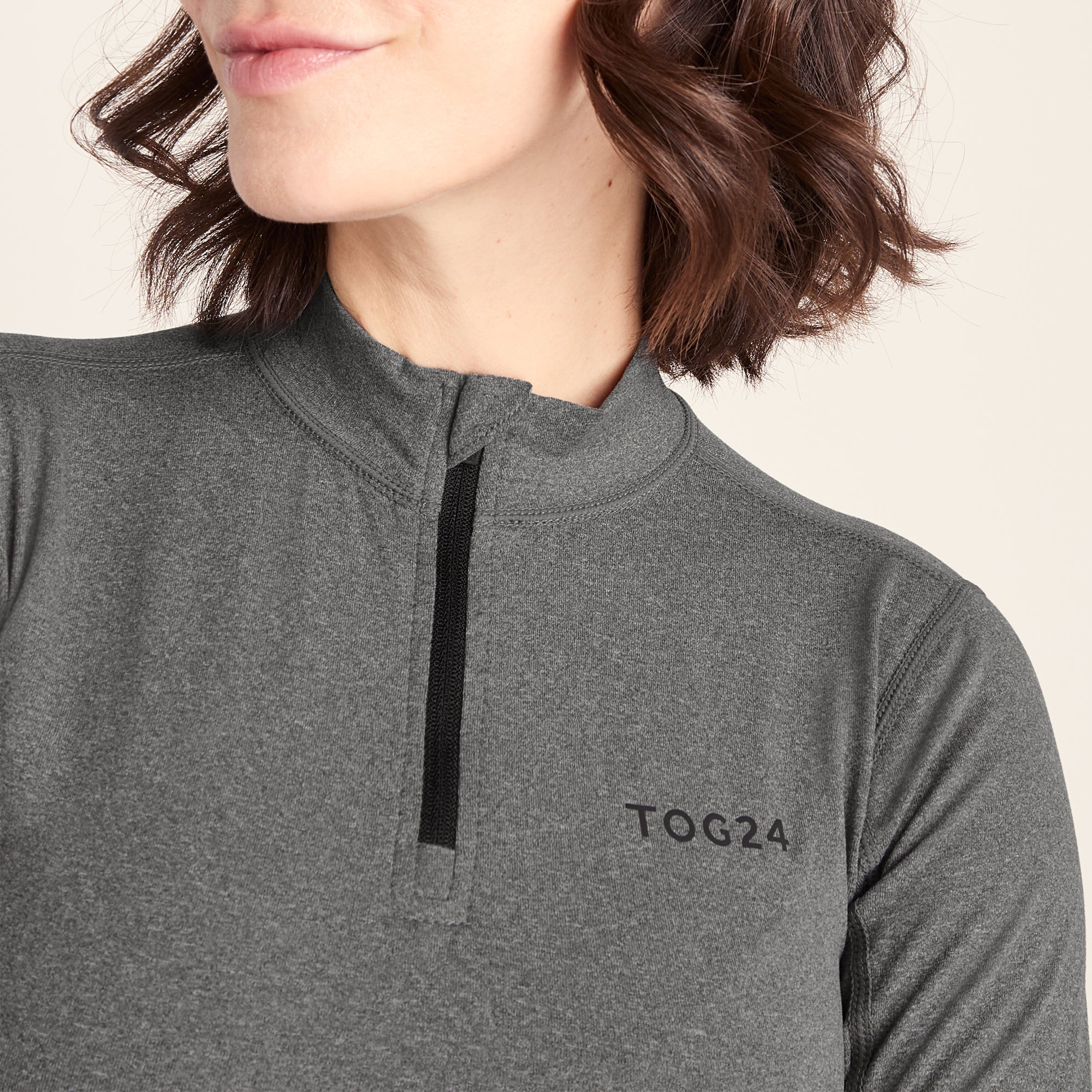 Snowdon Womens Thermal Base Layer Quarter Zip - Grey Marl - Image 4