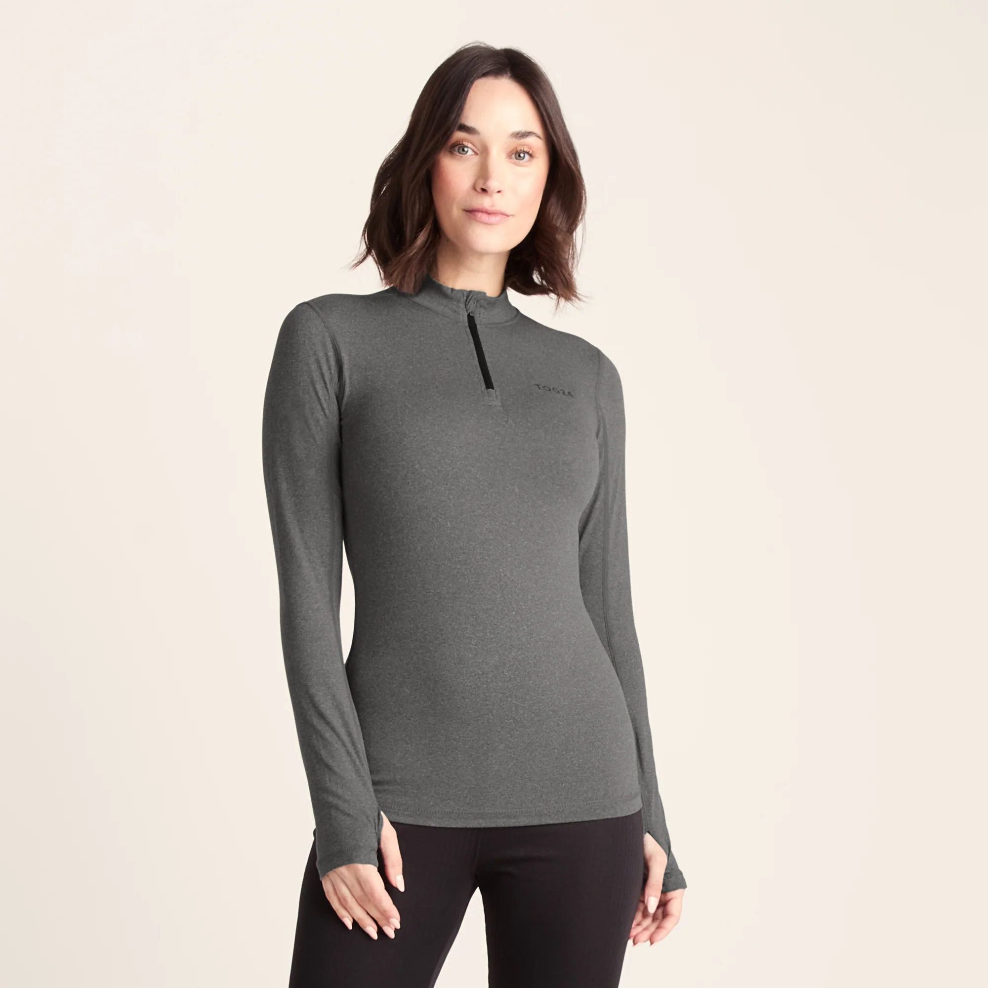 Snowdon Womens Thermal Base Layer Quarter Zip - Grey Marl - Image 6