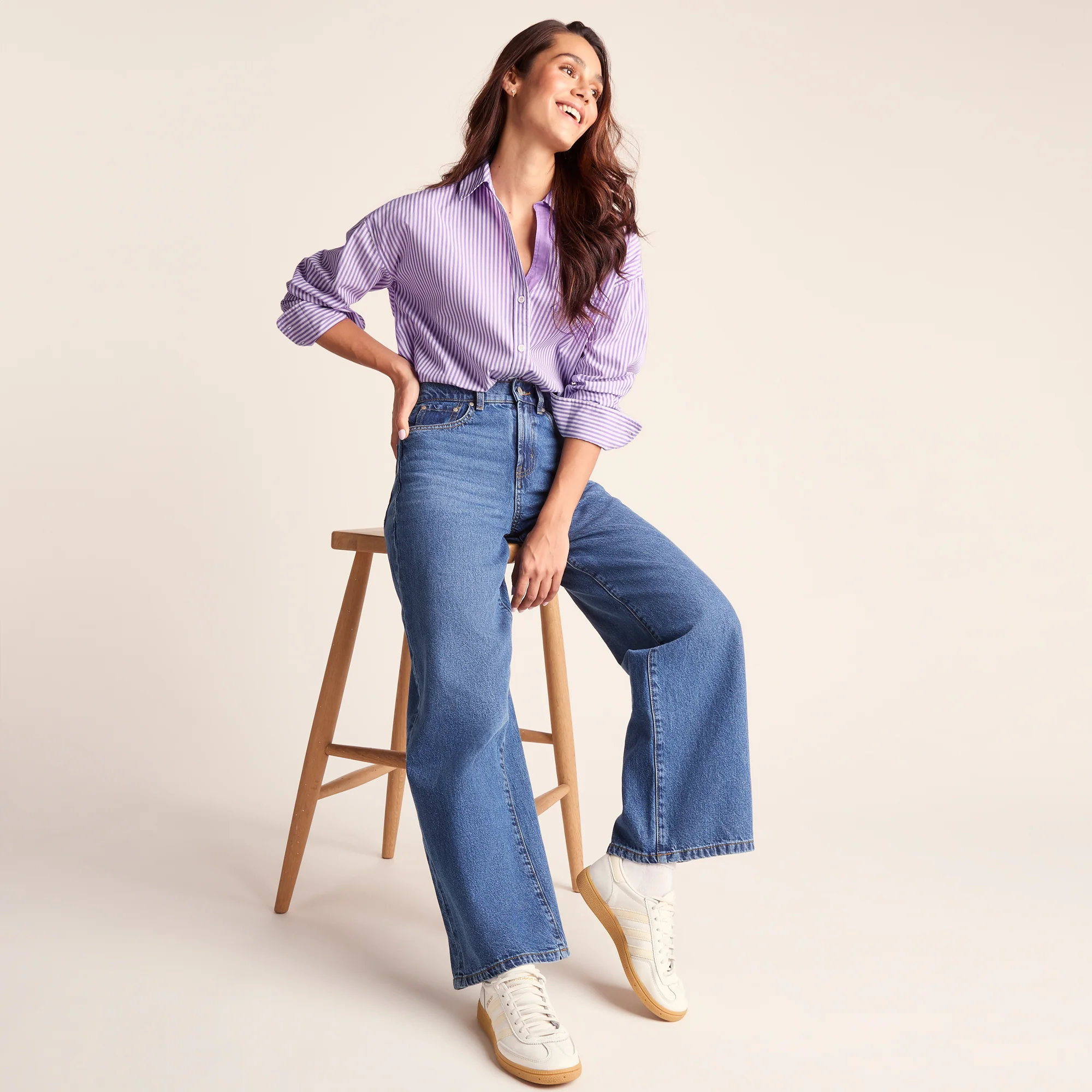 Sofia Womens Long Sleeve Oversized Shirt - Lilac Blossom - Image 4
