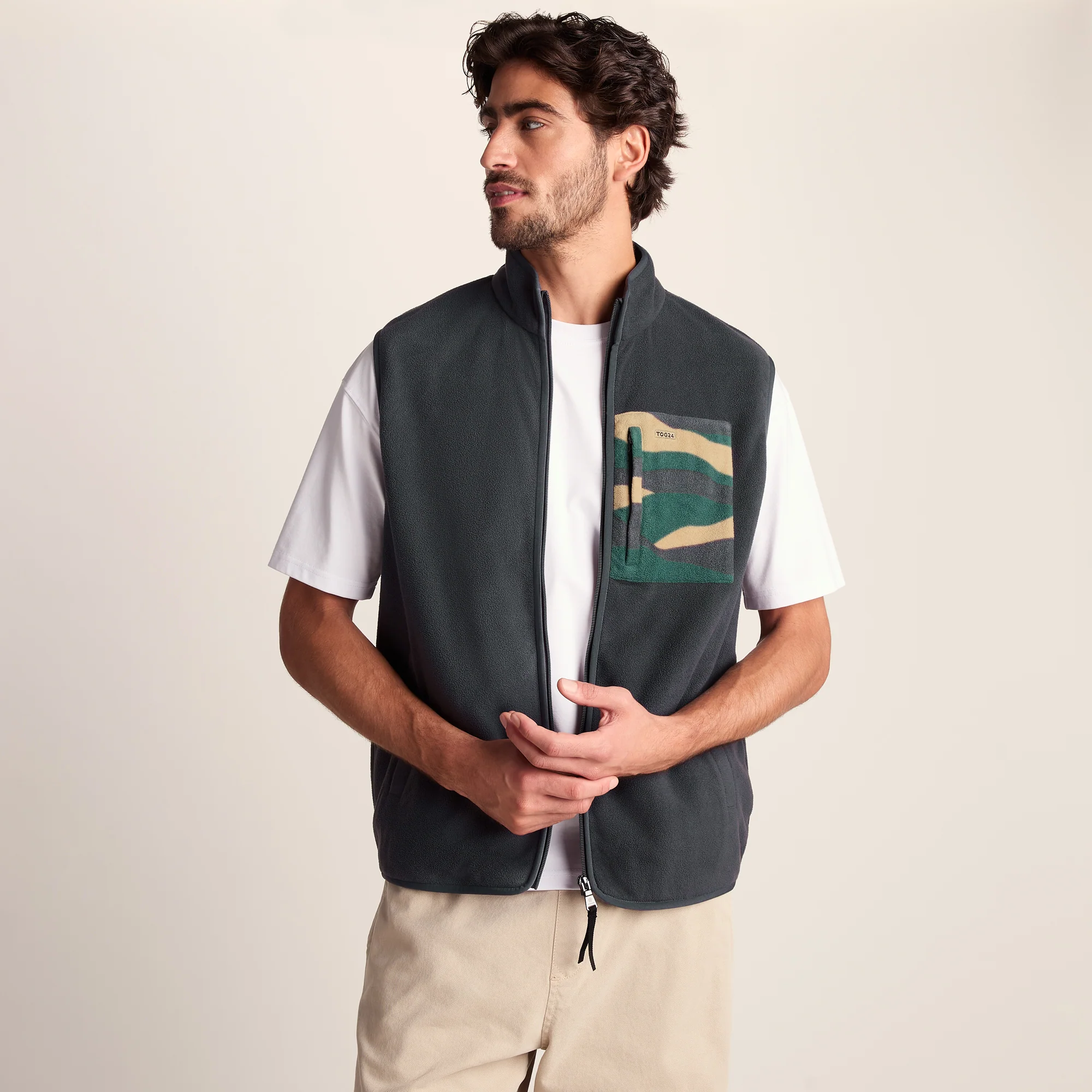 Stark Mens Relaxed Fit Microfleece Gilet - Deep Slate