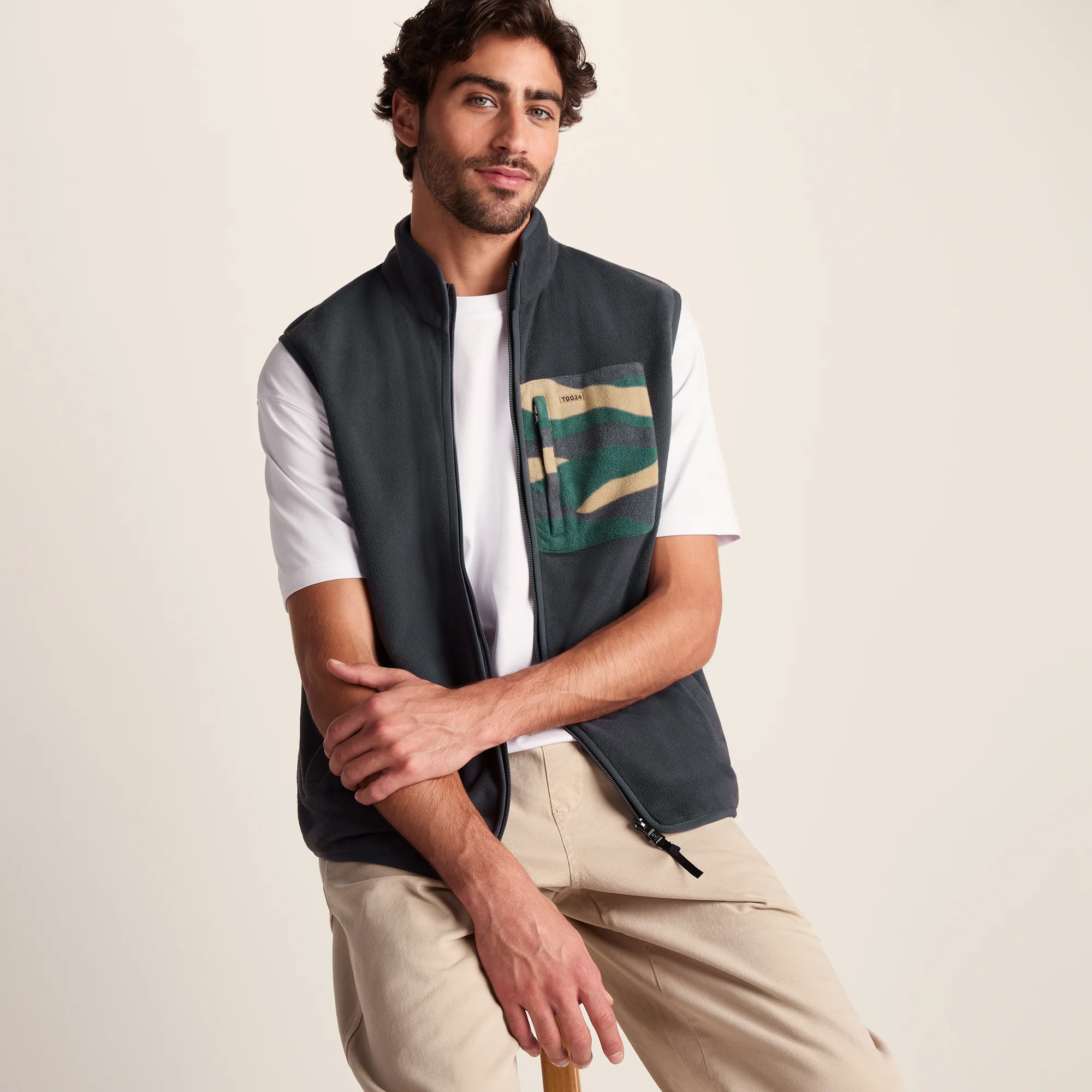 Stark Mens Relaxed Fit Microfleece Gilet - Deep Slate - Image 4