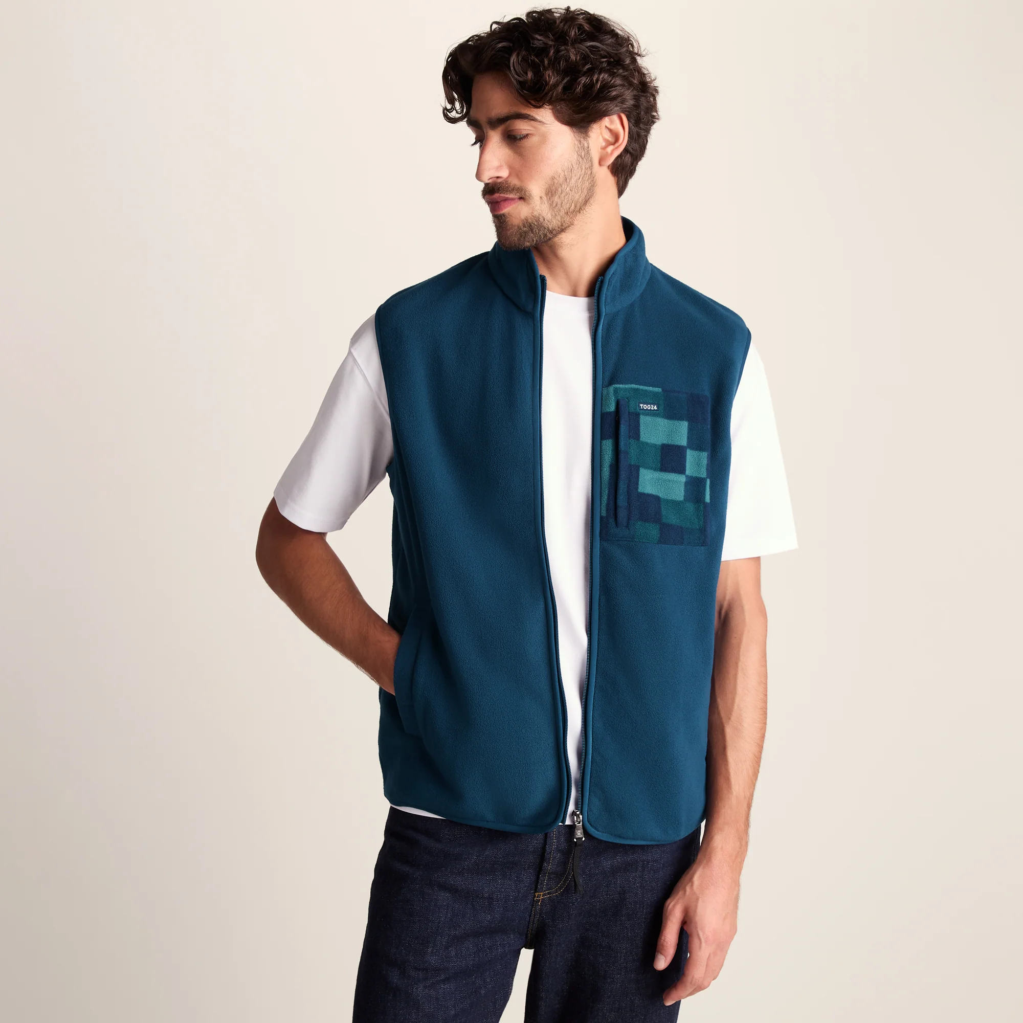 Stark Mens Relaxed Fit Microfleece Gilet - Inky Blue