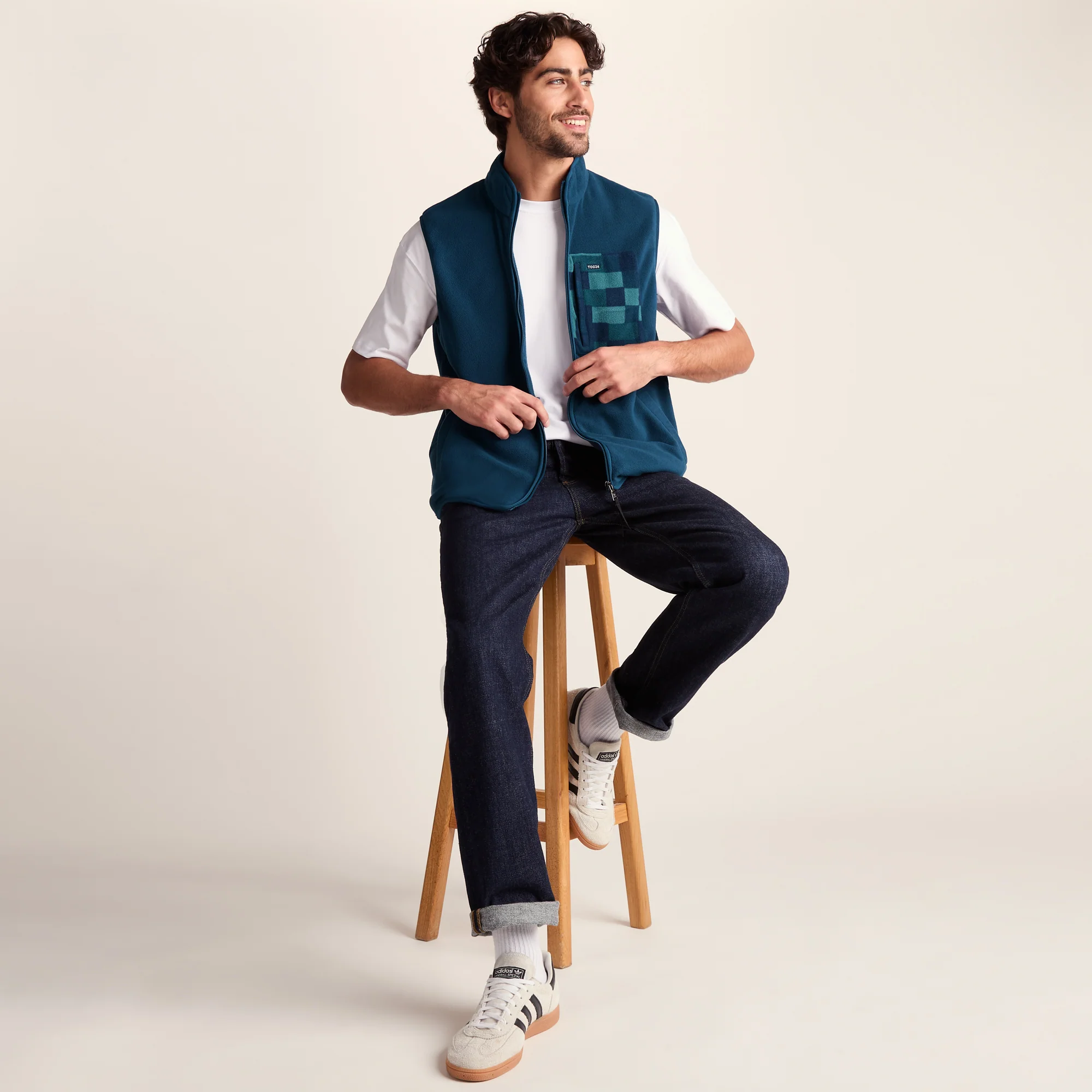 Stark Mens Relaxed Fit Microfleece Gilet - Inky Blue - Image 4