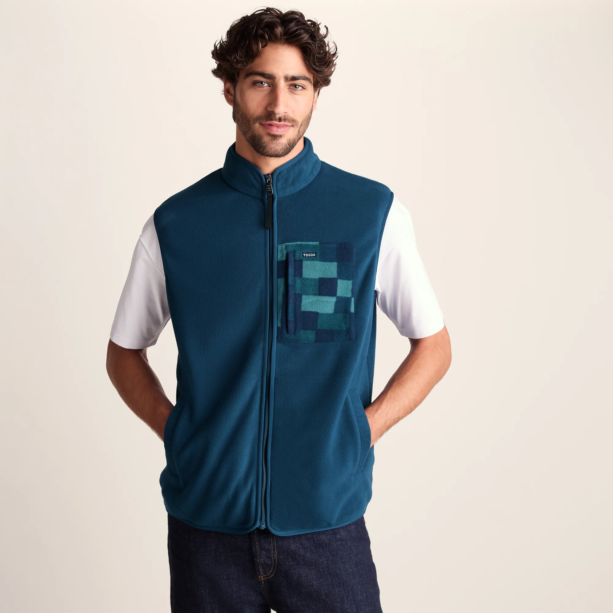 Stark Mens Relaxed Fit Microfleece Gilet - Inky Blue - Image 6