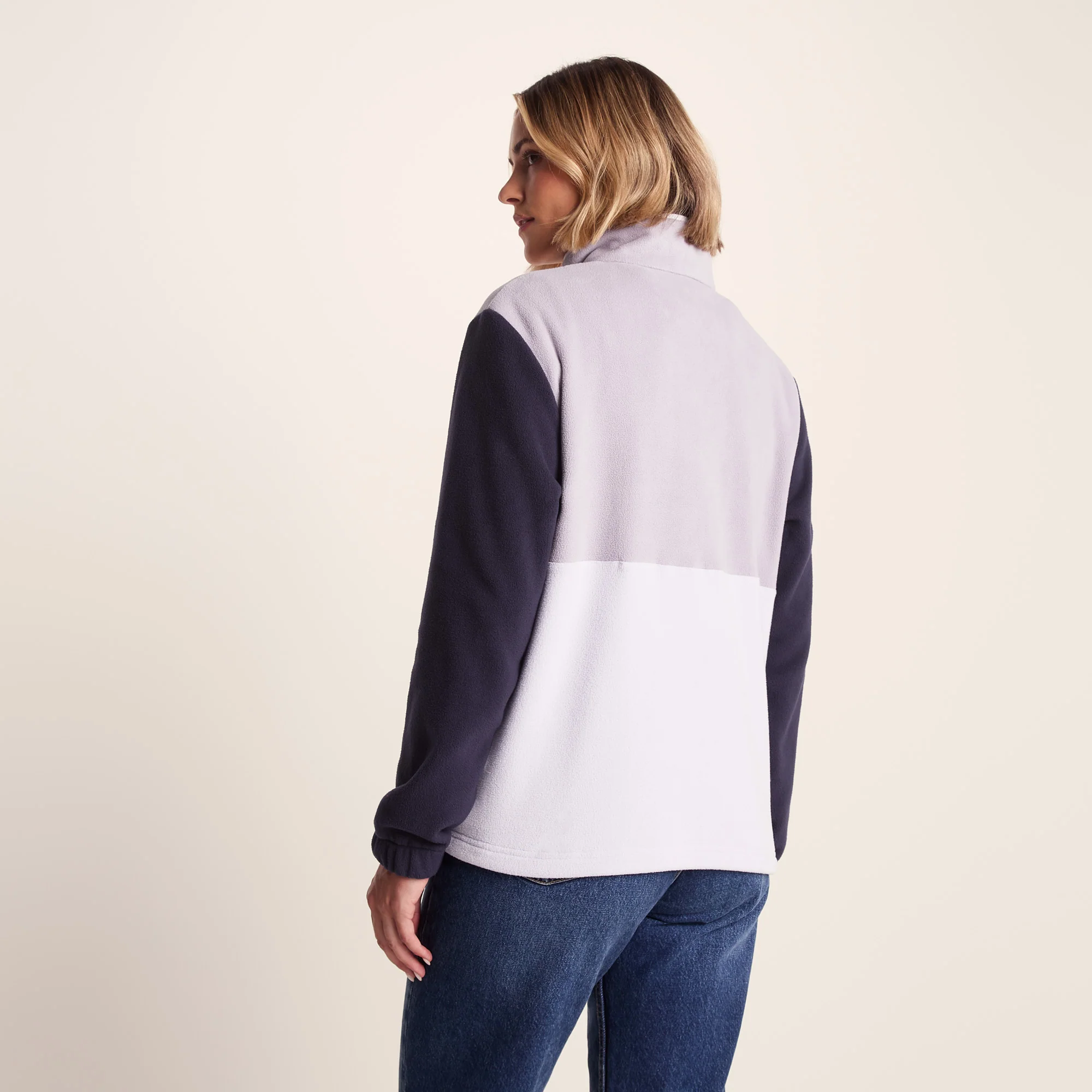 Symes Womens Relaxed Fit 1/2 Neck Microfleece Pullover - Lavender Grey/Oxford Blue - Image 3
